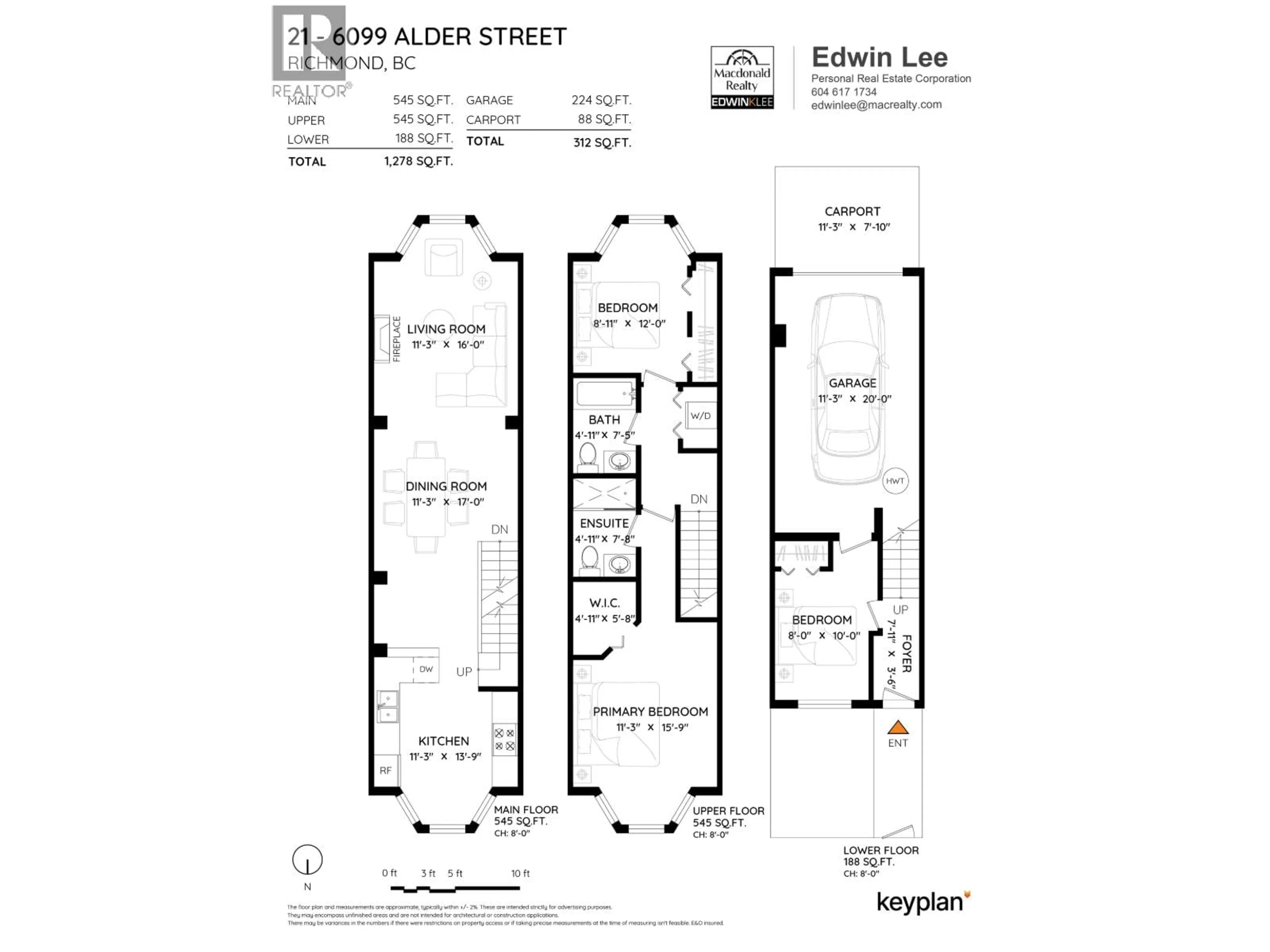 Floor plan for 21 - 6099 ALDER STREET, Richmond British Columbia V6Y0A8