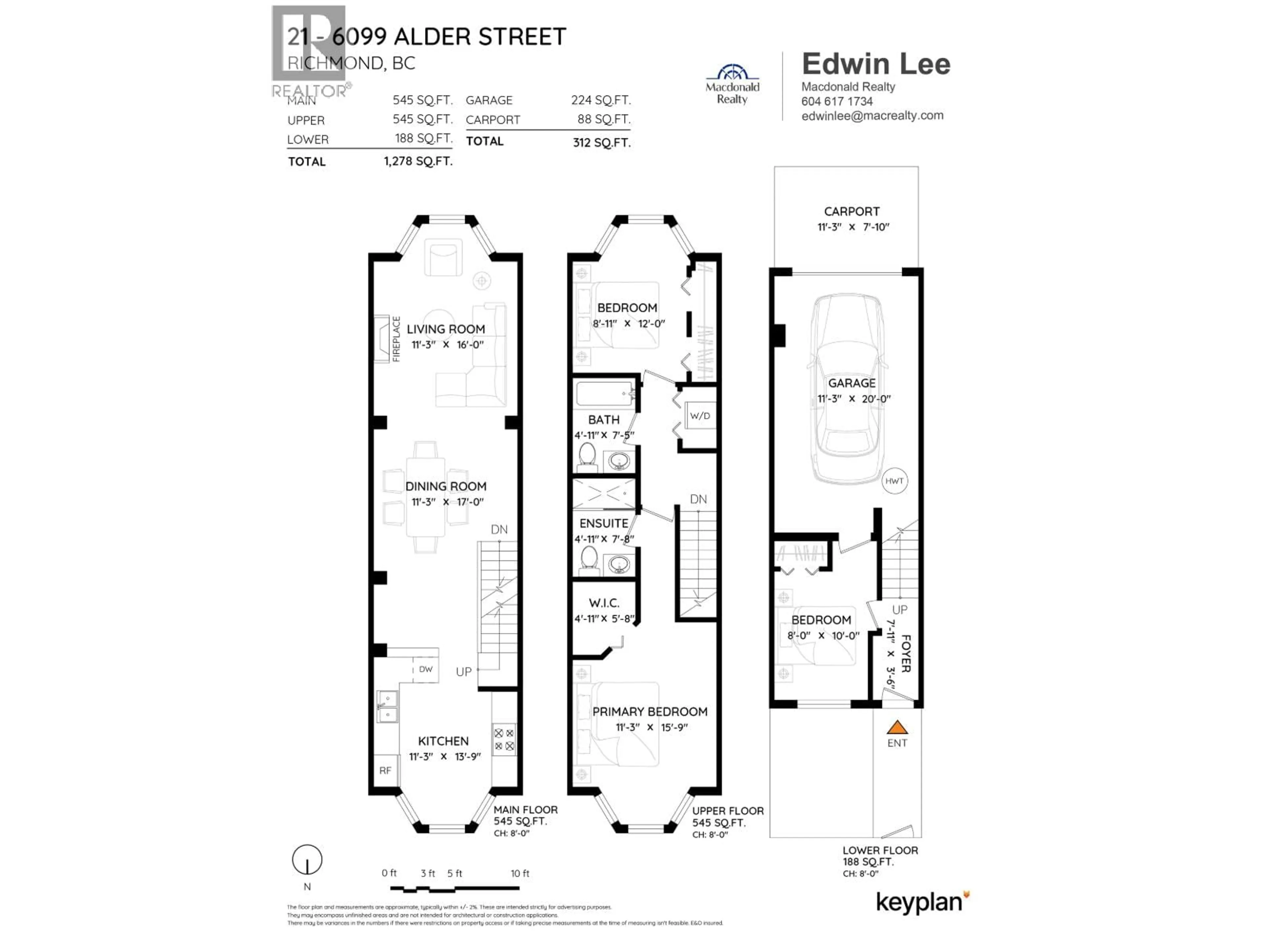 Floor plan for 21 - 6099 ALDER STREET, Richmond British Columbia V6Y0A8