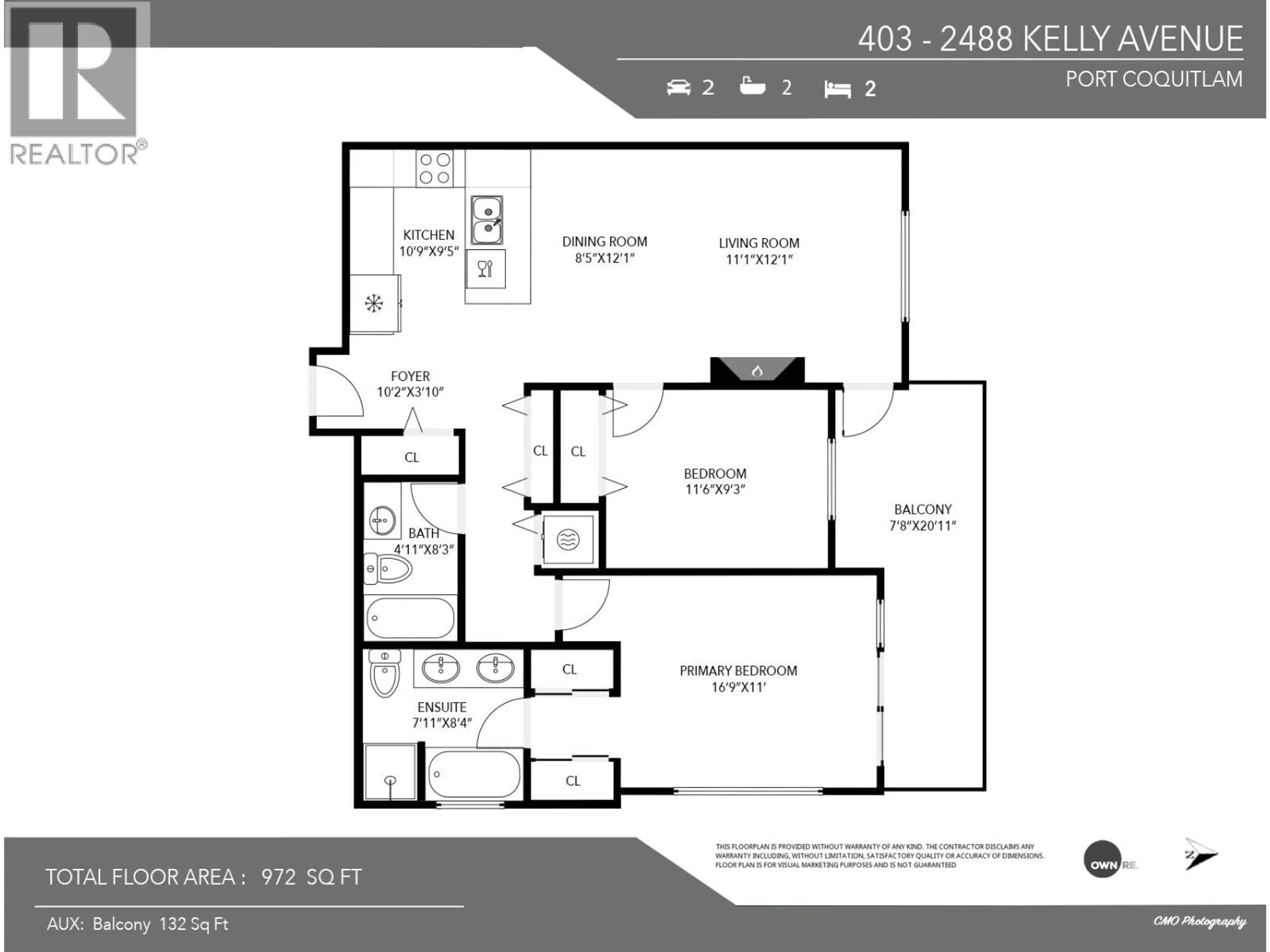 Floor plan for 403 - 2488 KELLY AVENUE, Port Coquitlam British Columbia V3C1Y4