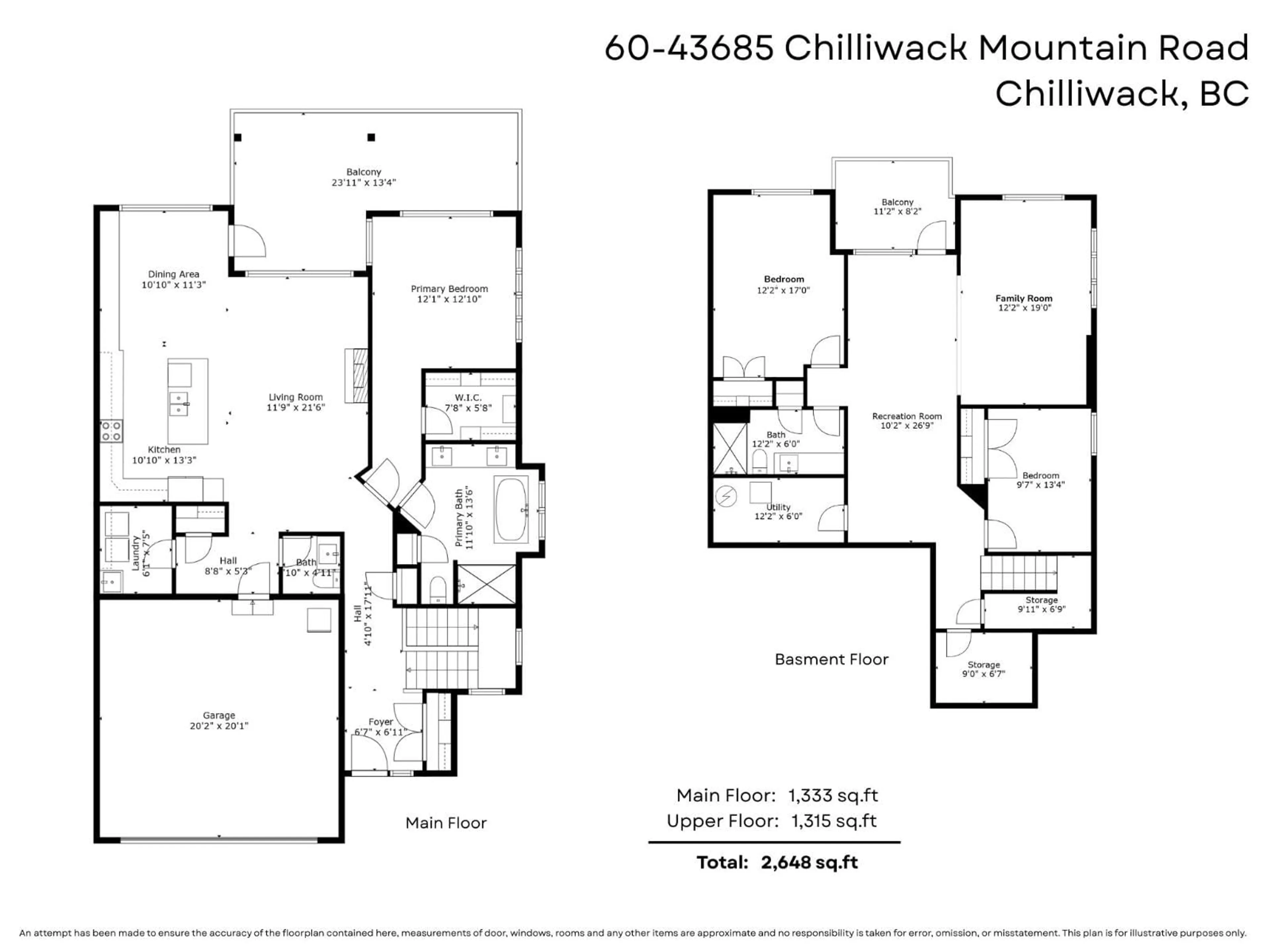 Floor plan for 60 - 43685 CHILLIWACK MOUNTAIN ROAD, Chilliwack British Columbia V2R0X5