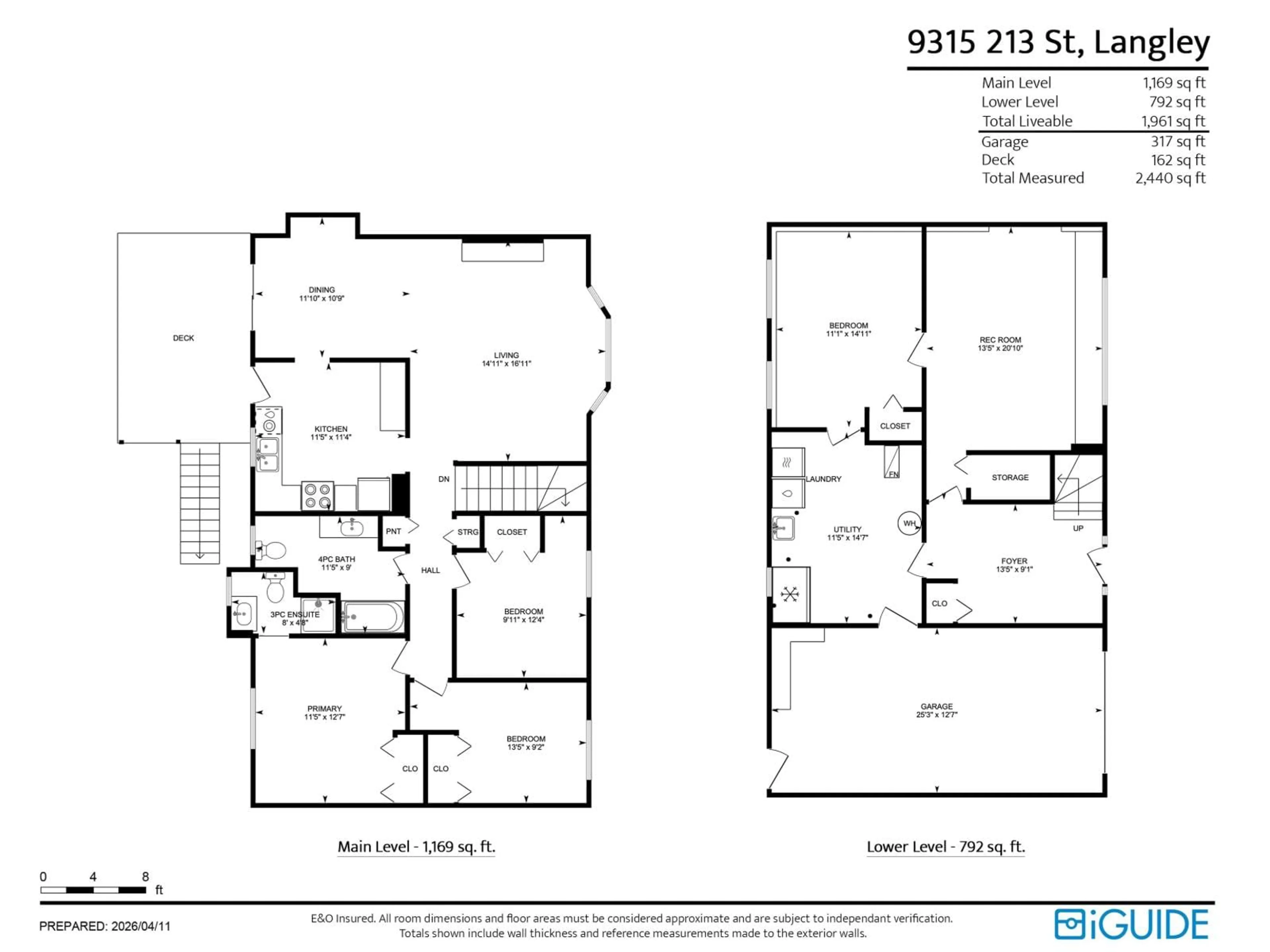 Floor plan for 9315 213 STREET, Langley British Columbia V1M1Z6