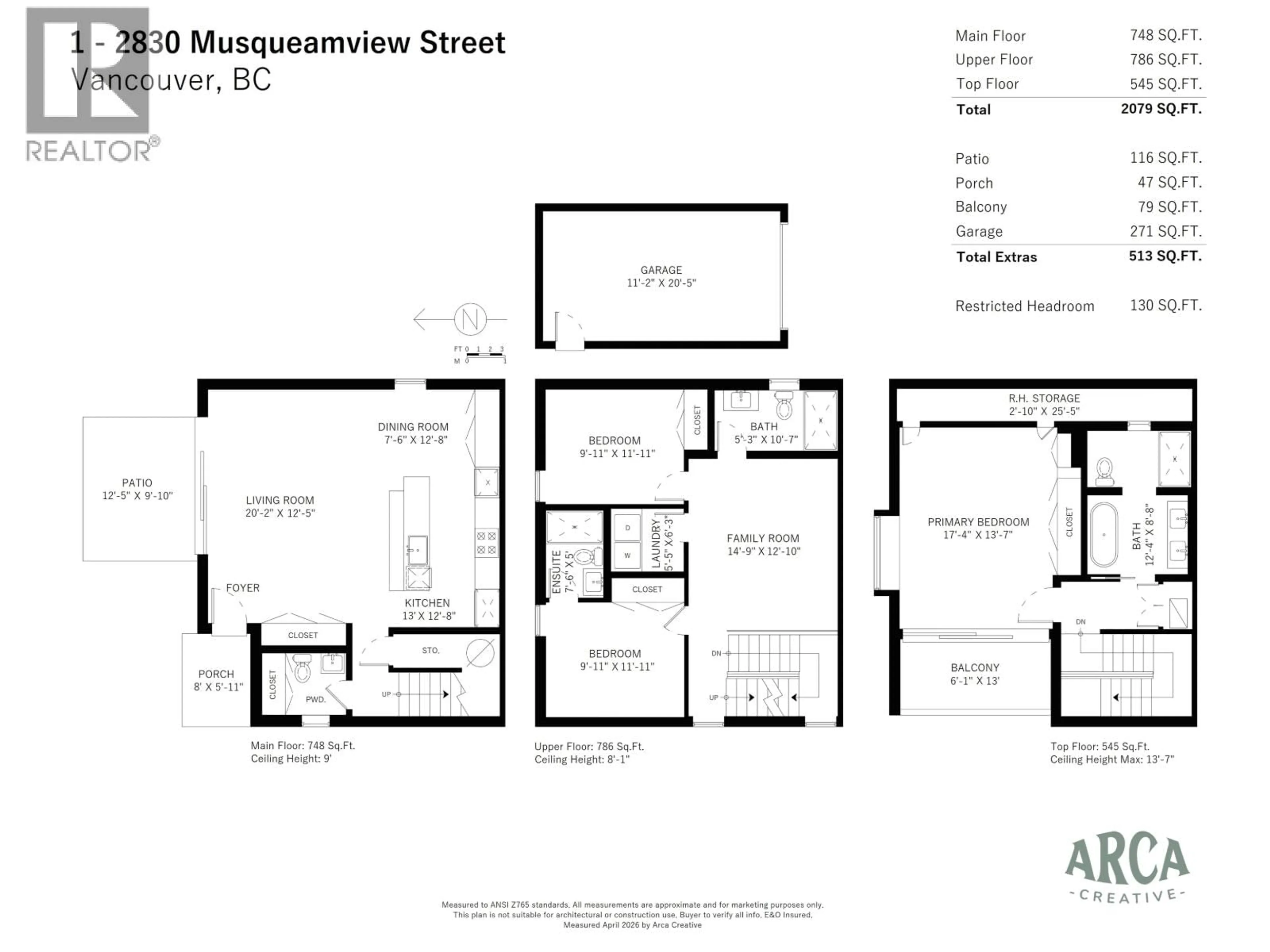 Floor plan for 1 - 2830 MUSQUEAMVIEW STREET, Vancouver British Columbia V6K2R9