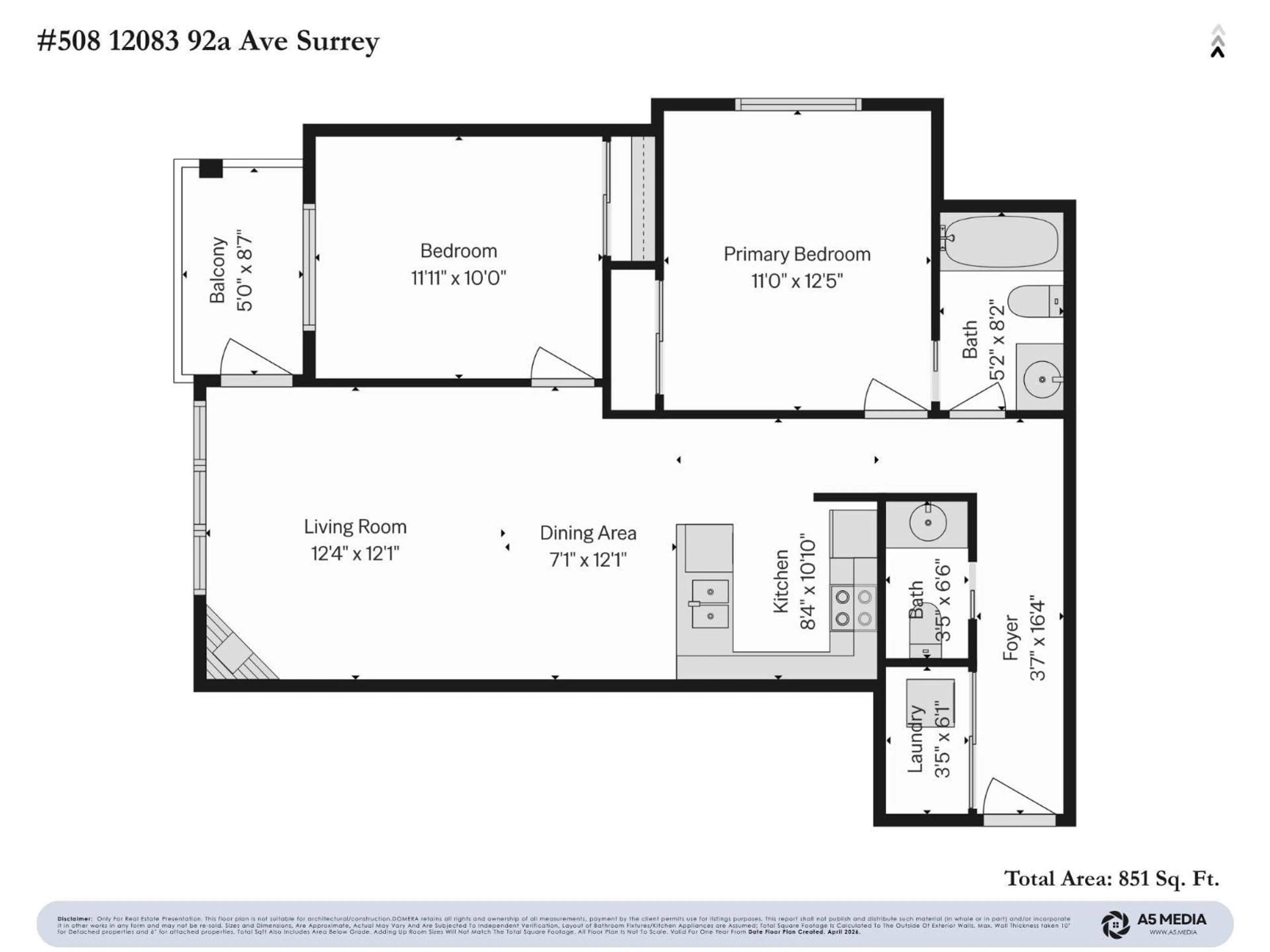 Floor plan for 508 - 12083 92A AVENUE, Surrey British Columbia V3V8C8