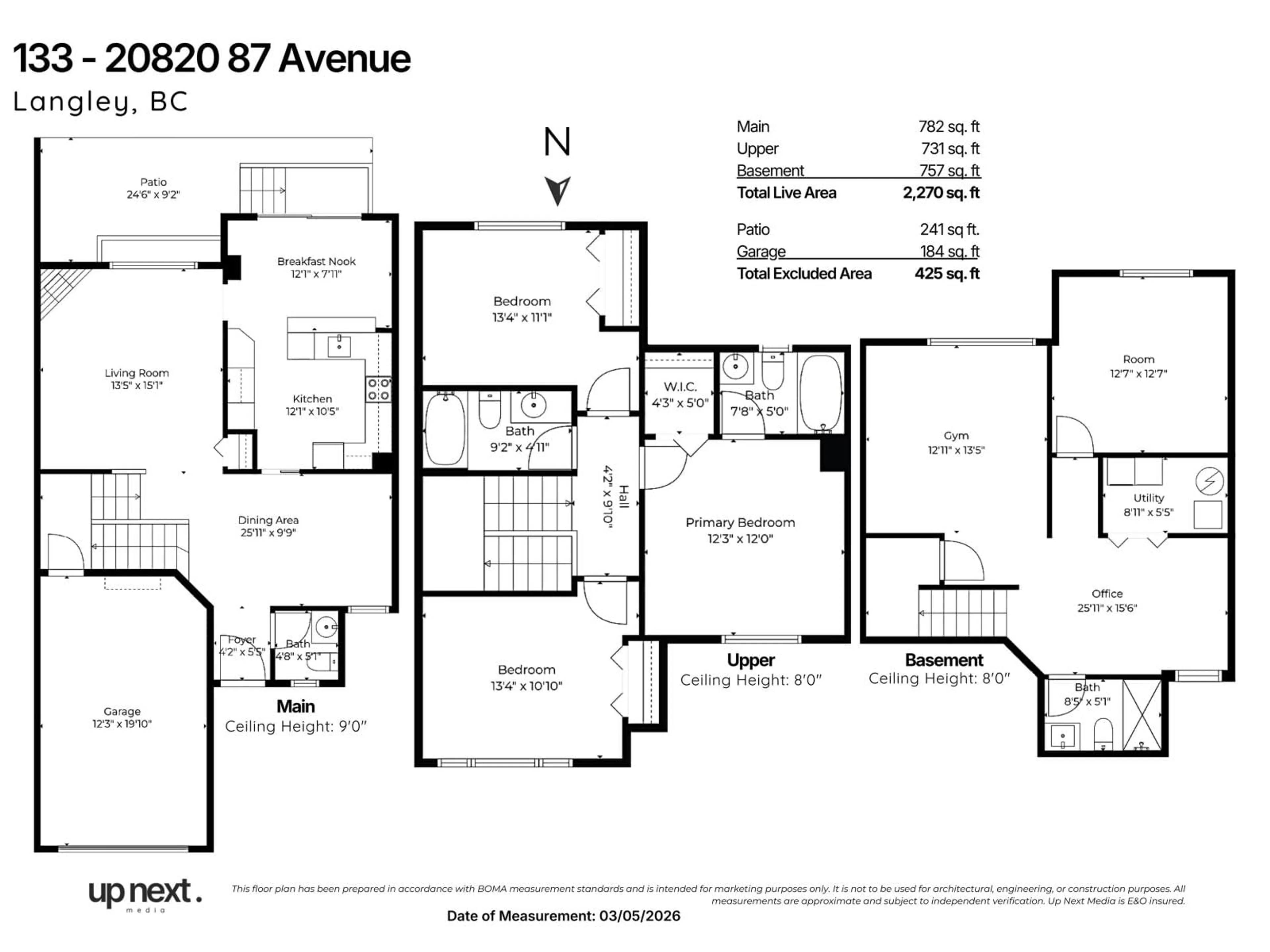 Floor plan for 133 - 20820 87 AVENUE, Langley British Columbia V1M3W5
