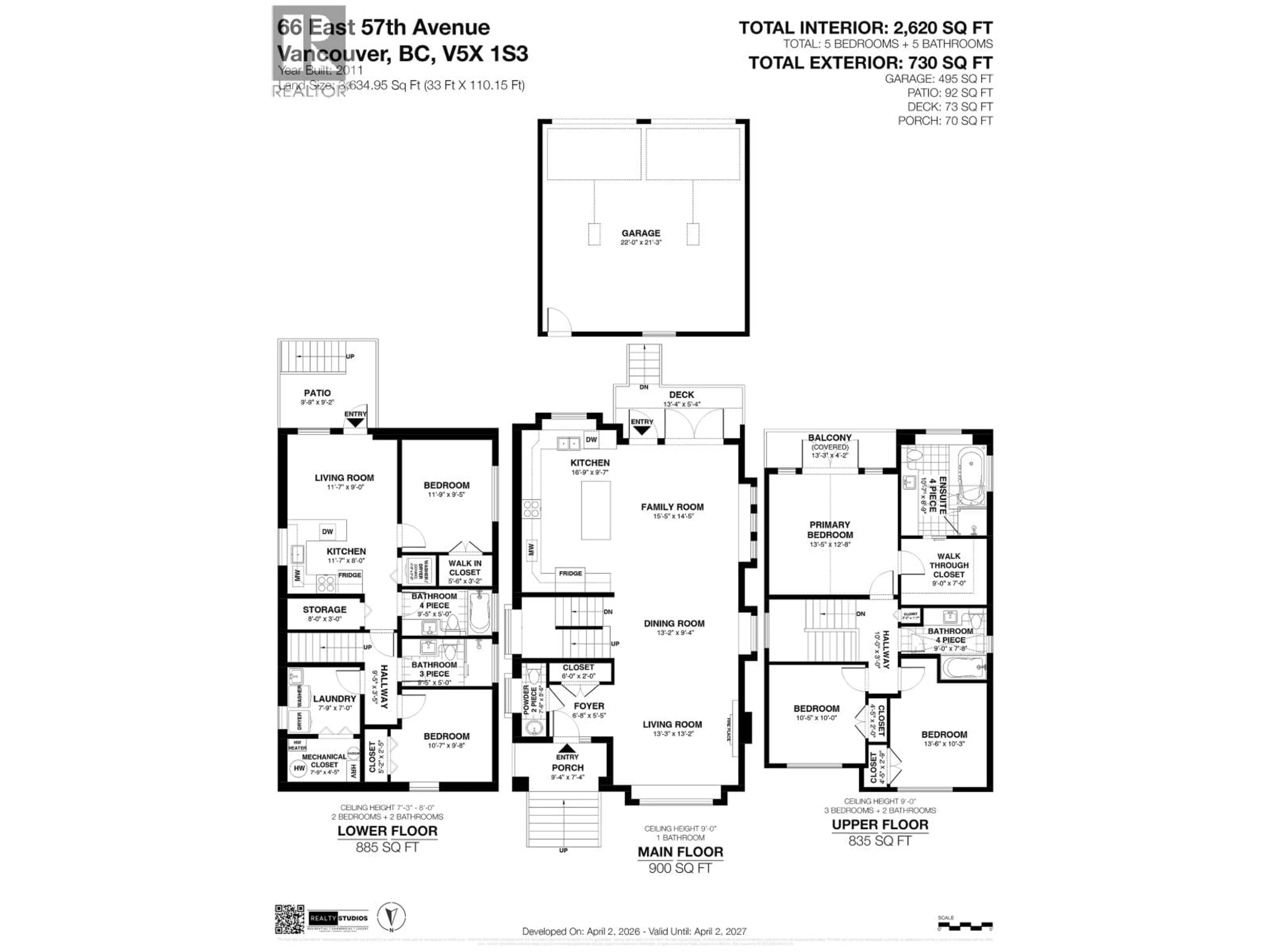 Floor plan for 66 57TH AVENUE, Vancouver British Columbia V5X1S4