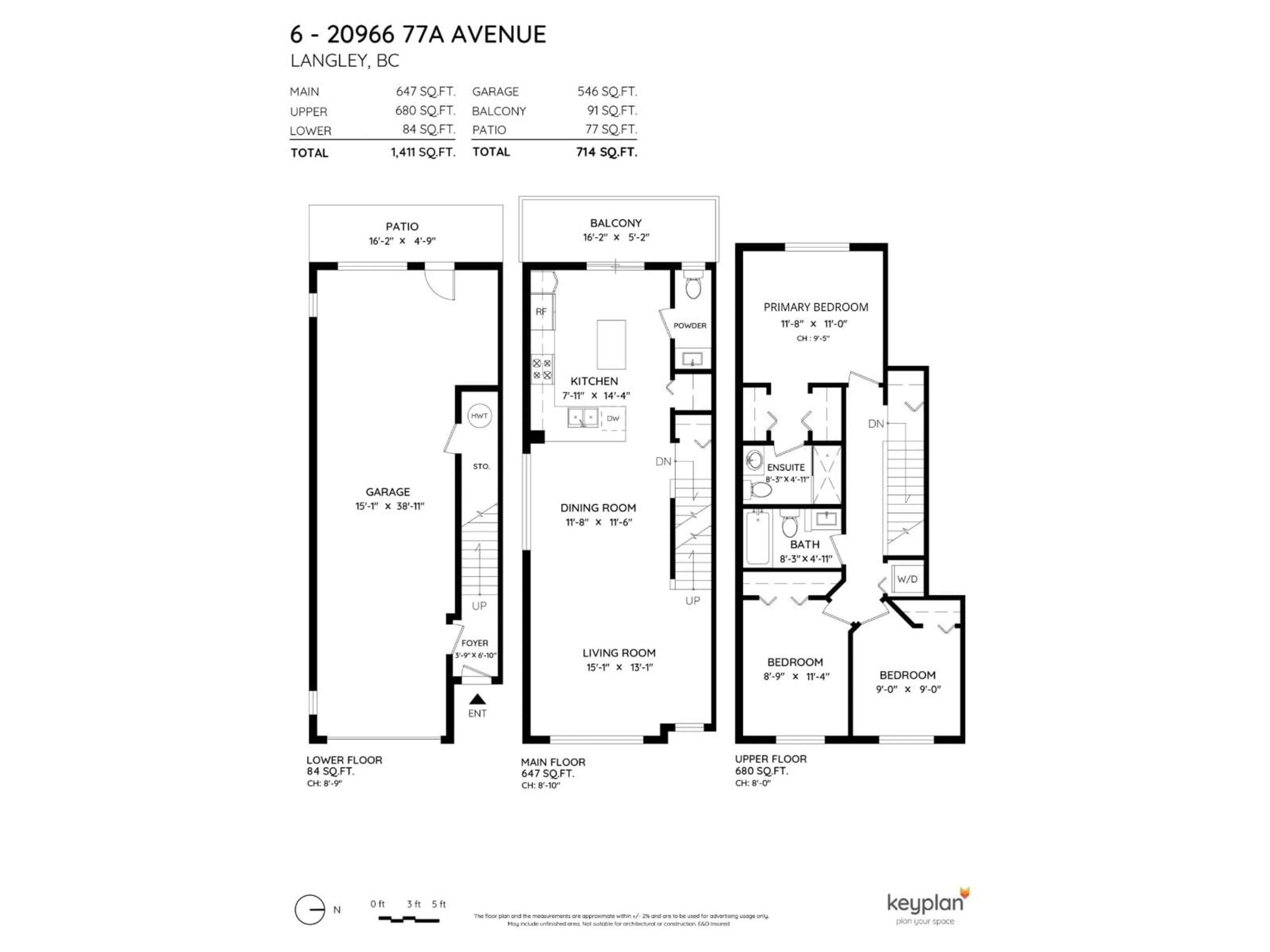 Floor plan for 6 - 20966 77A AVENUE, Langley British Columbia V2Y0K9
