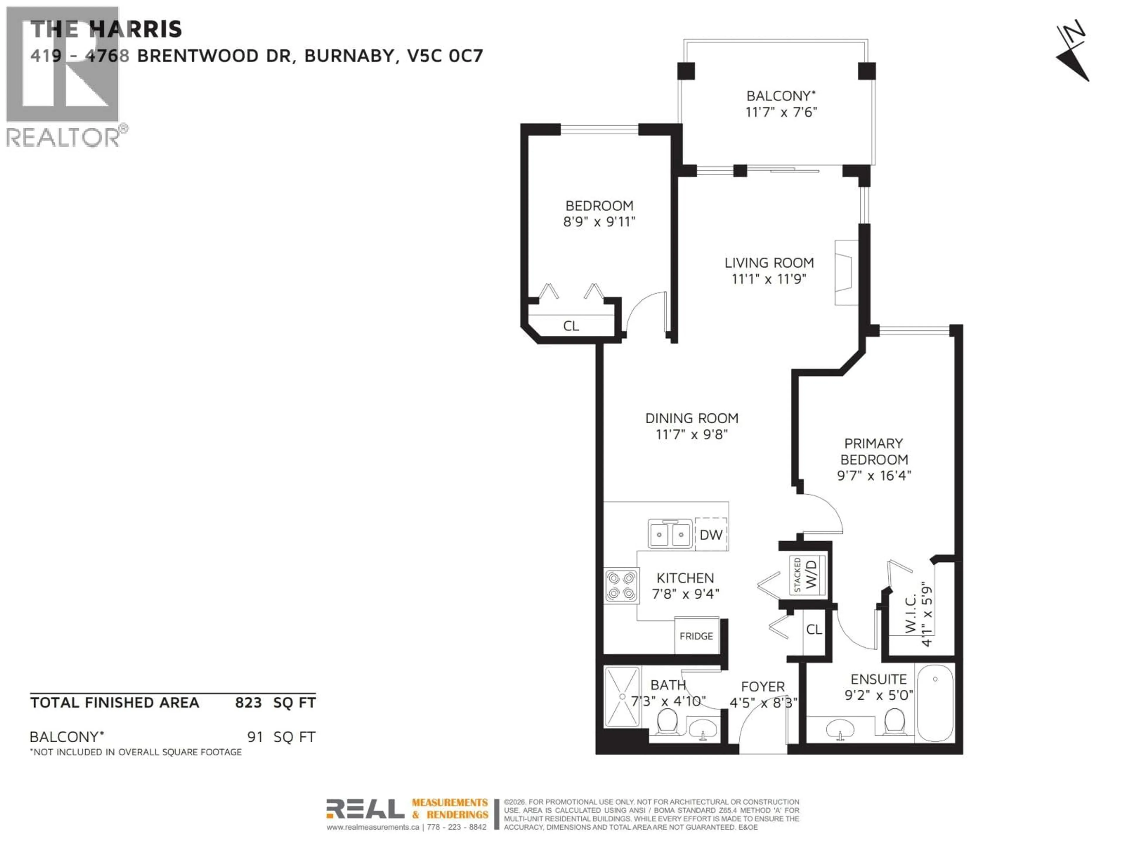 Floor plan for 419 - 4768 BRENTWOOD DRIVE, Burnaby British Columbia V5C0C7