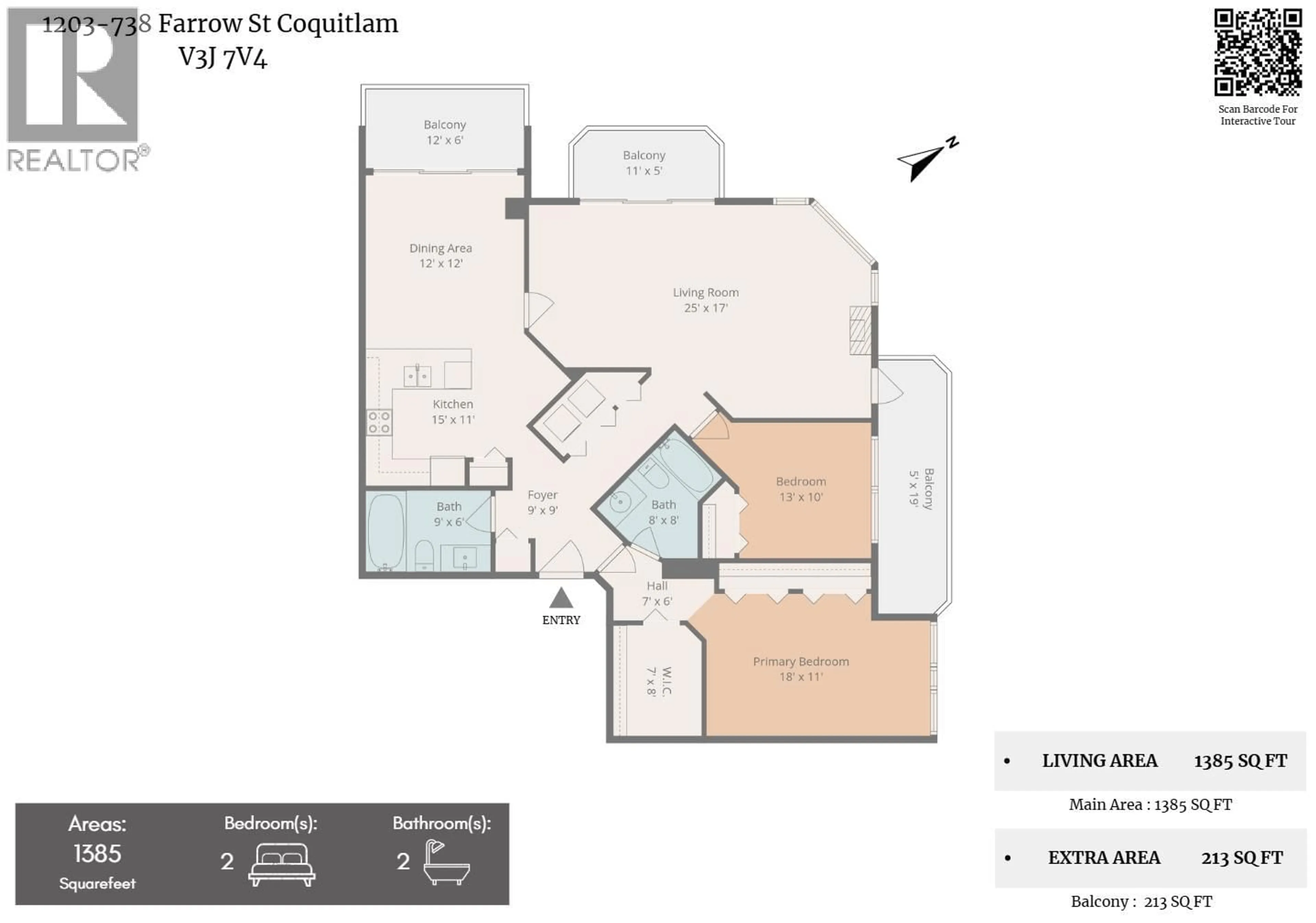 Floor plan for 1203 - 738 FARROW STREET, Coquitlam British Columbia V3J7V4