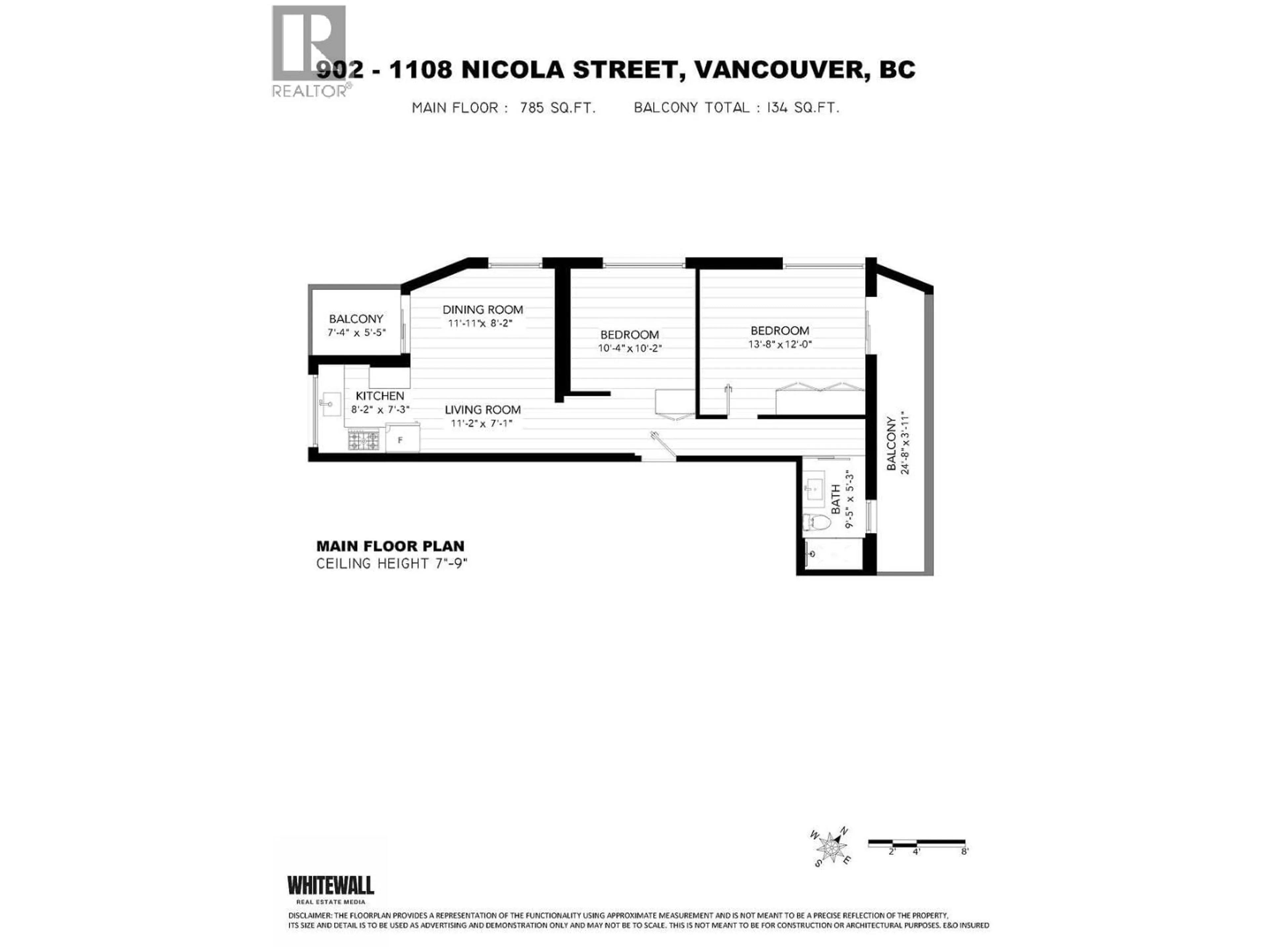 Floor plan for 902 - 1108 NICOLA STREET, Vancouver British Columbia V6G2E2