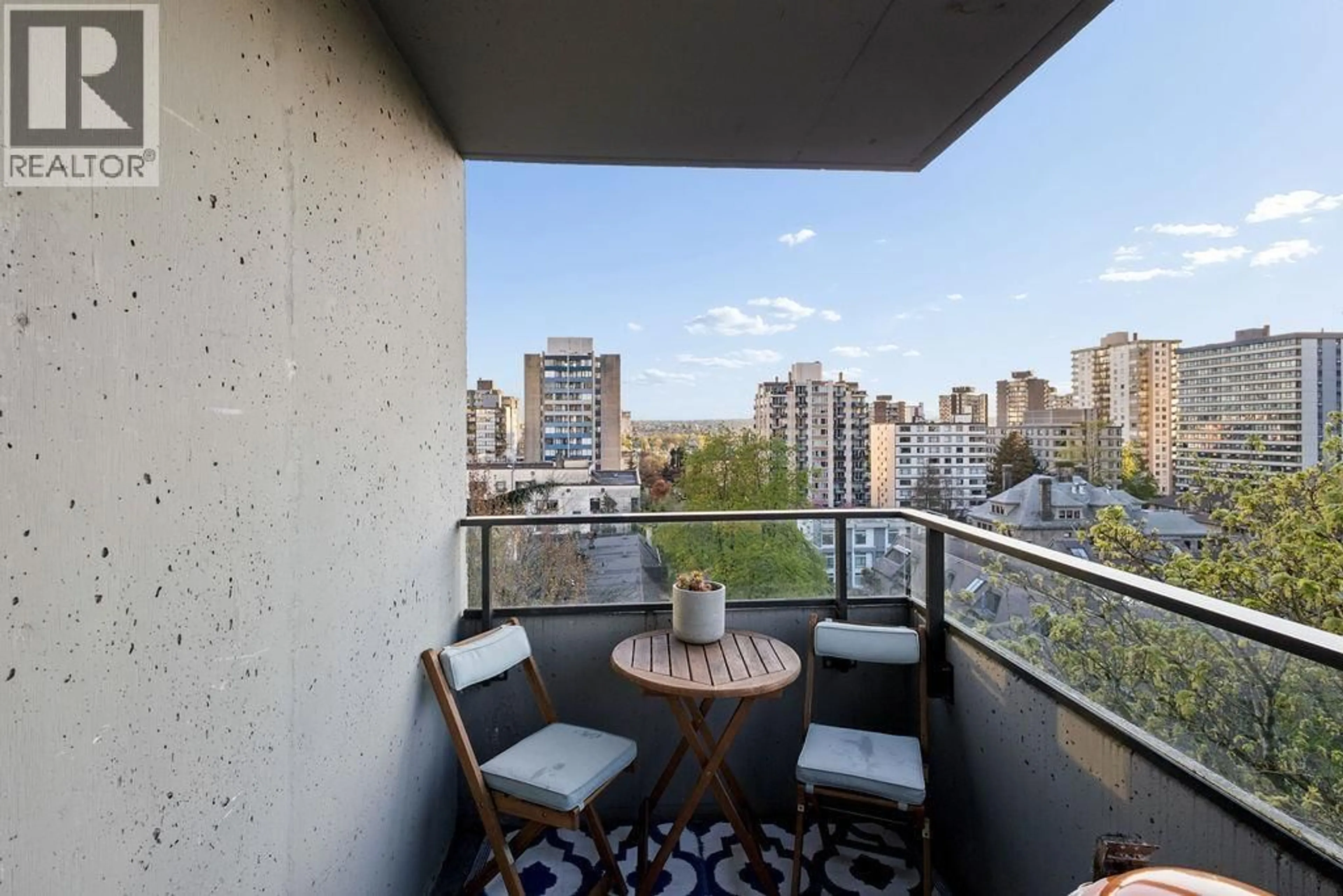 Balcony in the apartment, city buildings view from balcony for 902 - 1108 NICOLA STREET, Vancouver British Columbia V6G2E2