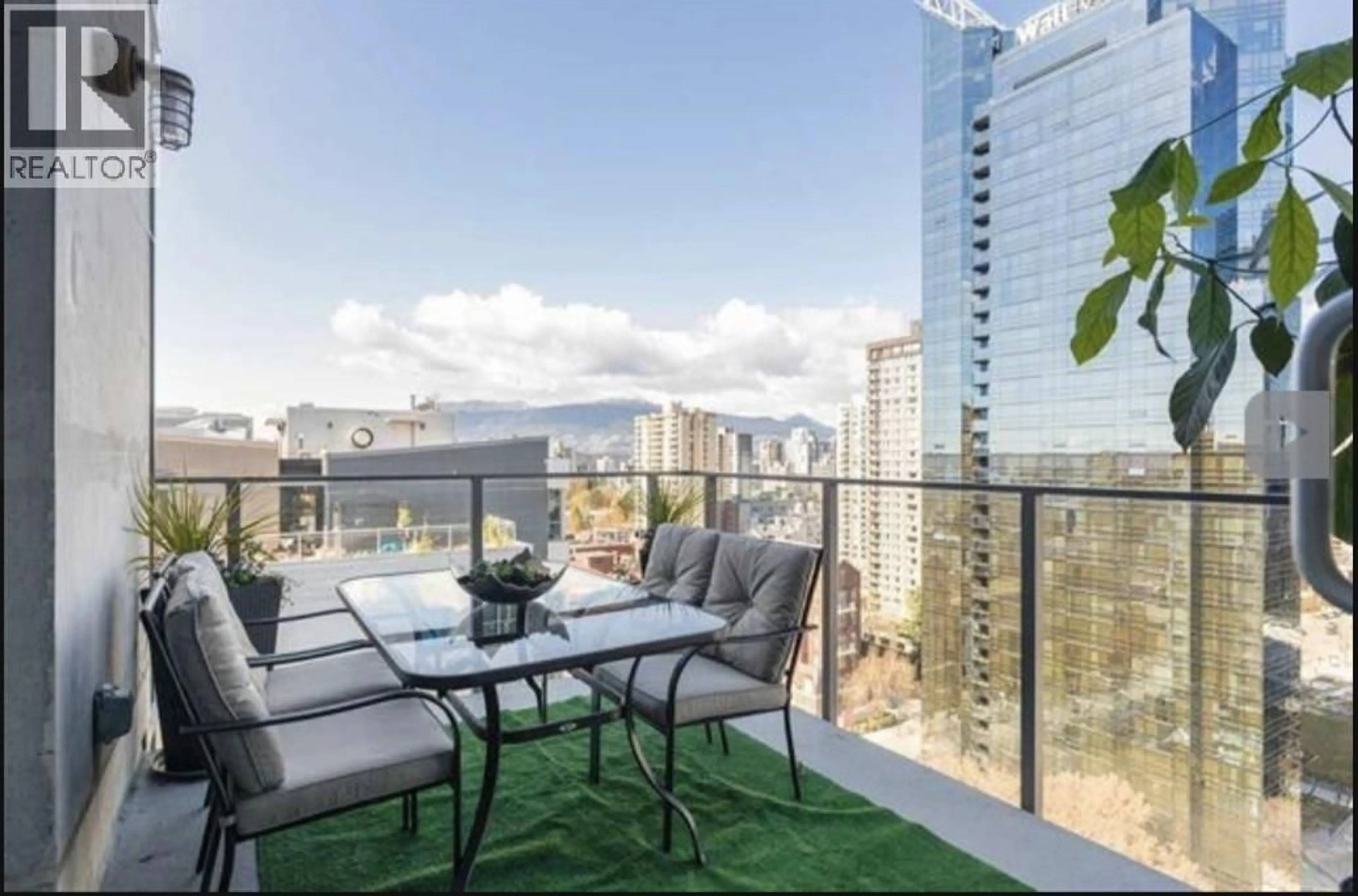 Patio, city buildings view from balcony for 2105 - 1133 HORNBY STREET, Vancouver British Columbia V6Z1W1
