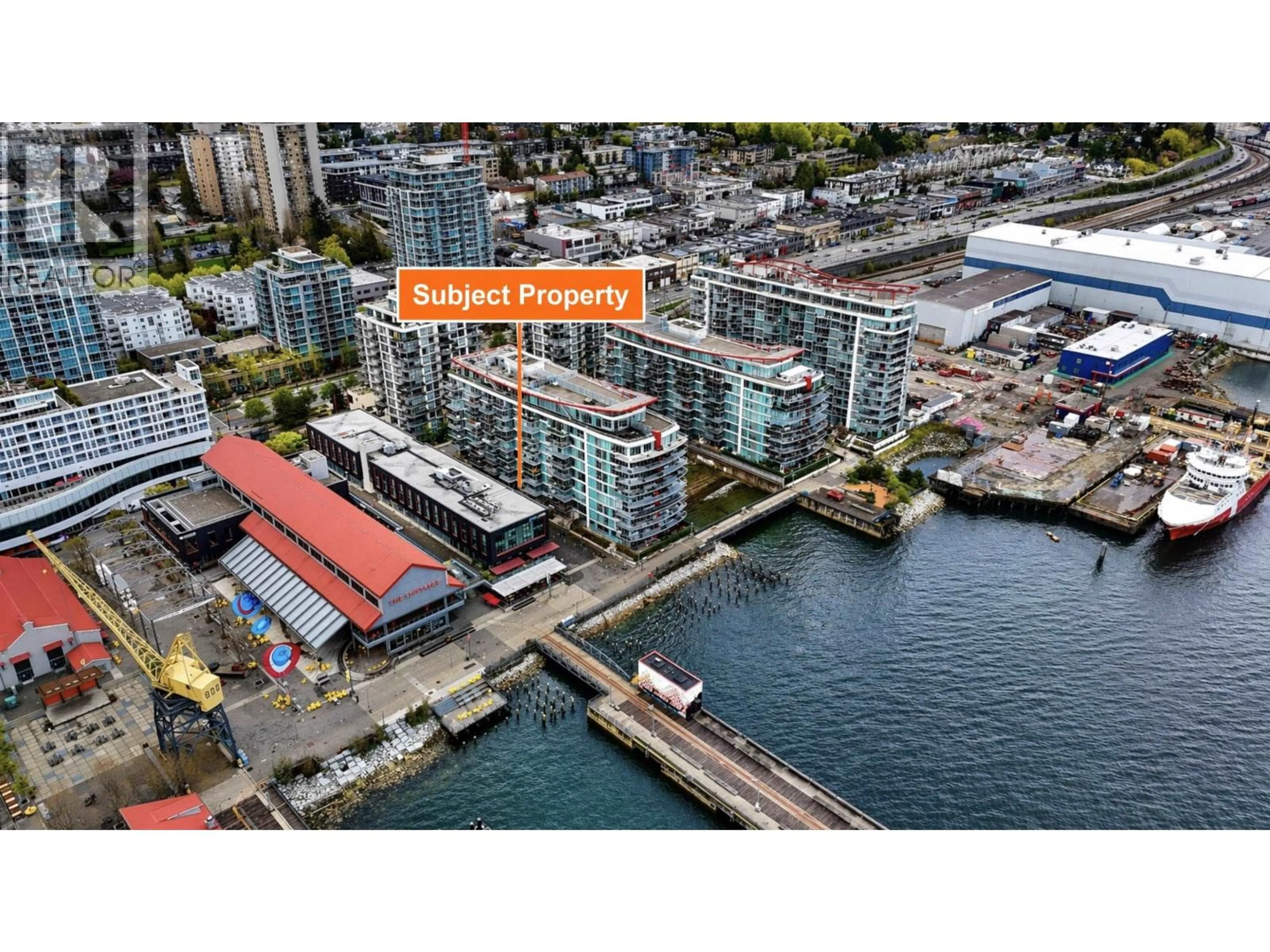 A pic from outside/outdoor area/front of a property/back of a property/a pic from drone, unknown for 110 - 175 VICTORY SHIP WAY, North Vancouver British Columbia V7L0G1