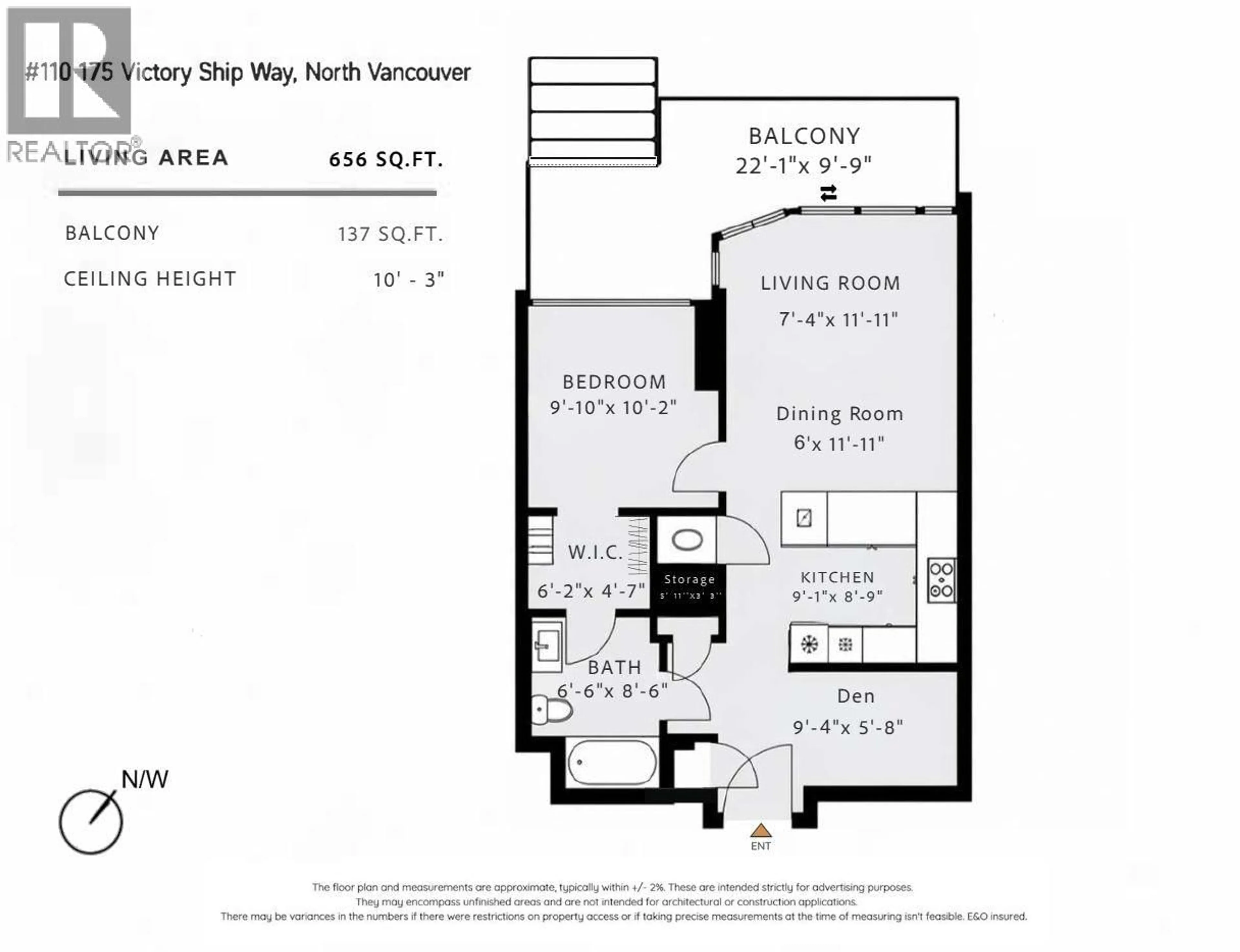 Floor plan for 110 - 175 VICTORY SHIP WAY, North Vancouver British Columbia V7L0G1