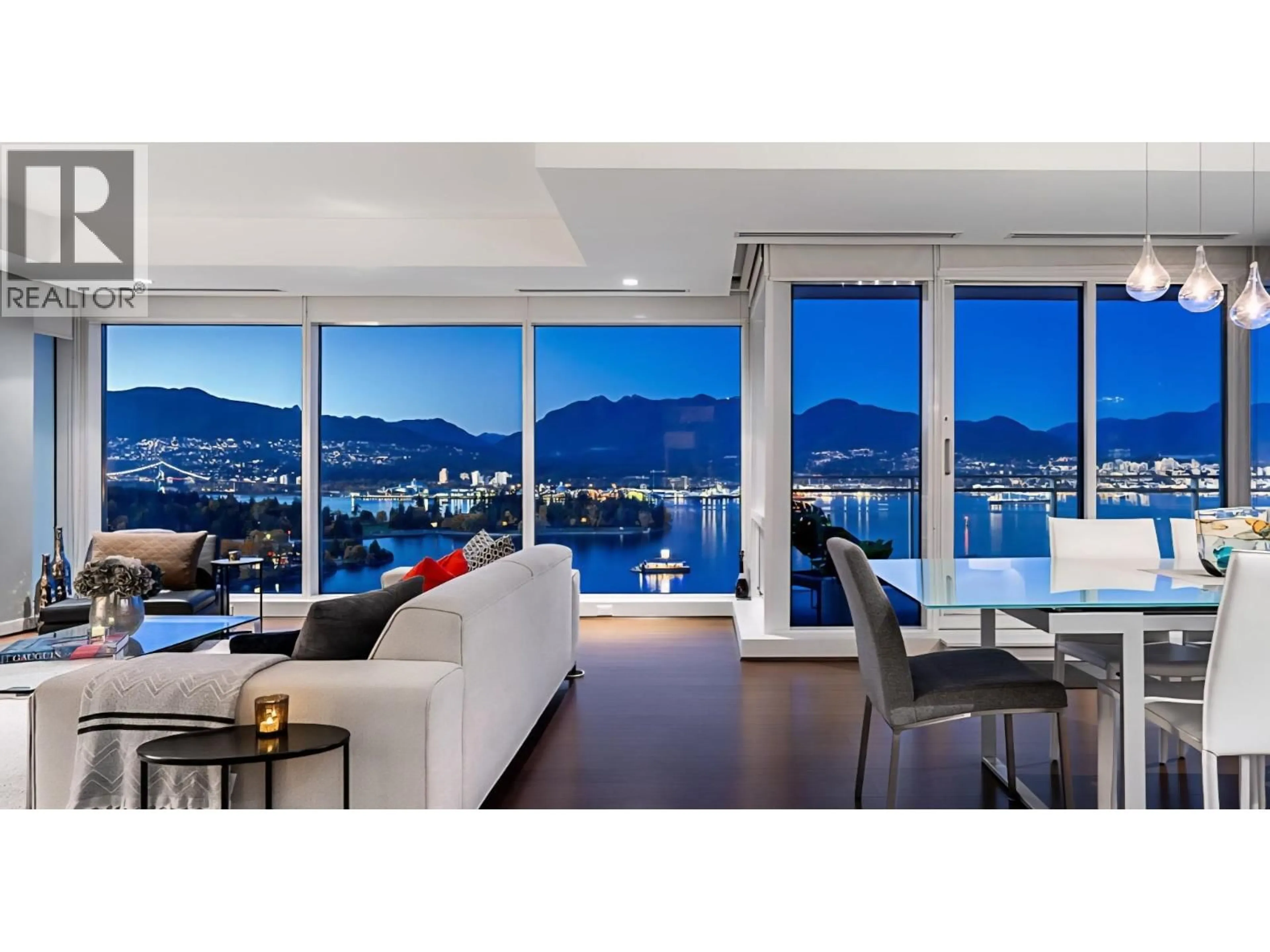 Living room with furniture, wood/laminate floor for 2202 - 1139 CORDOVA STREET, Vancouver British Columbia V6C0A2