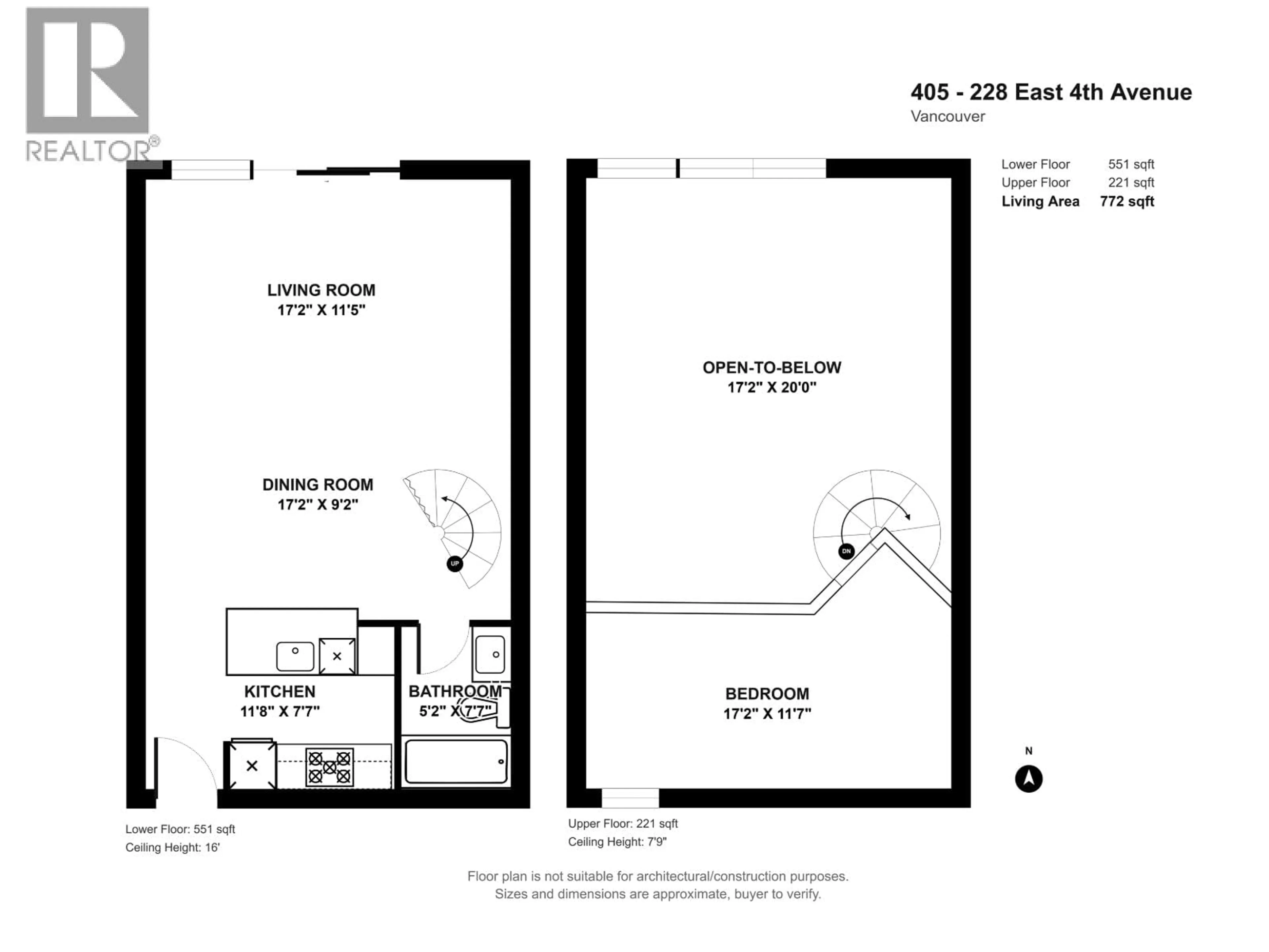 Floor plan for 405 - 228 4TH AVENUE, Vancouver British Columbia V5T1G5