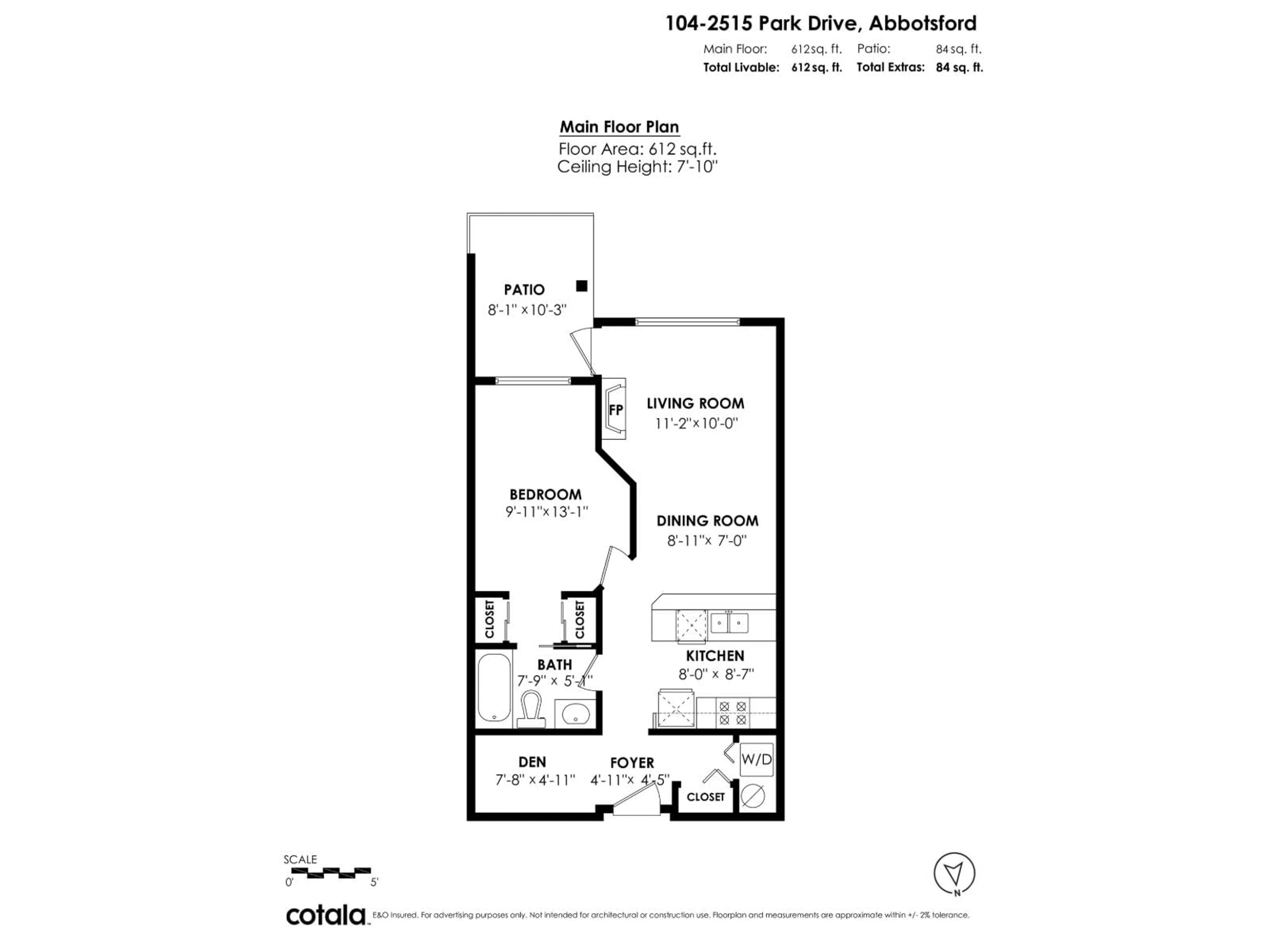 Floor plan for 104 - 2515 PARK DRIVE, Abbotsford British Columbia V2S0B2