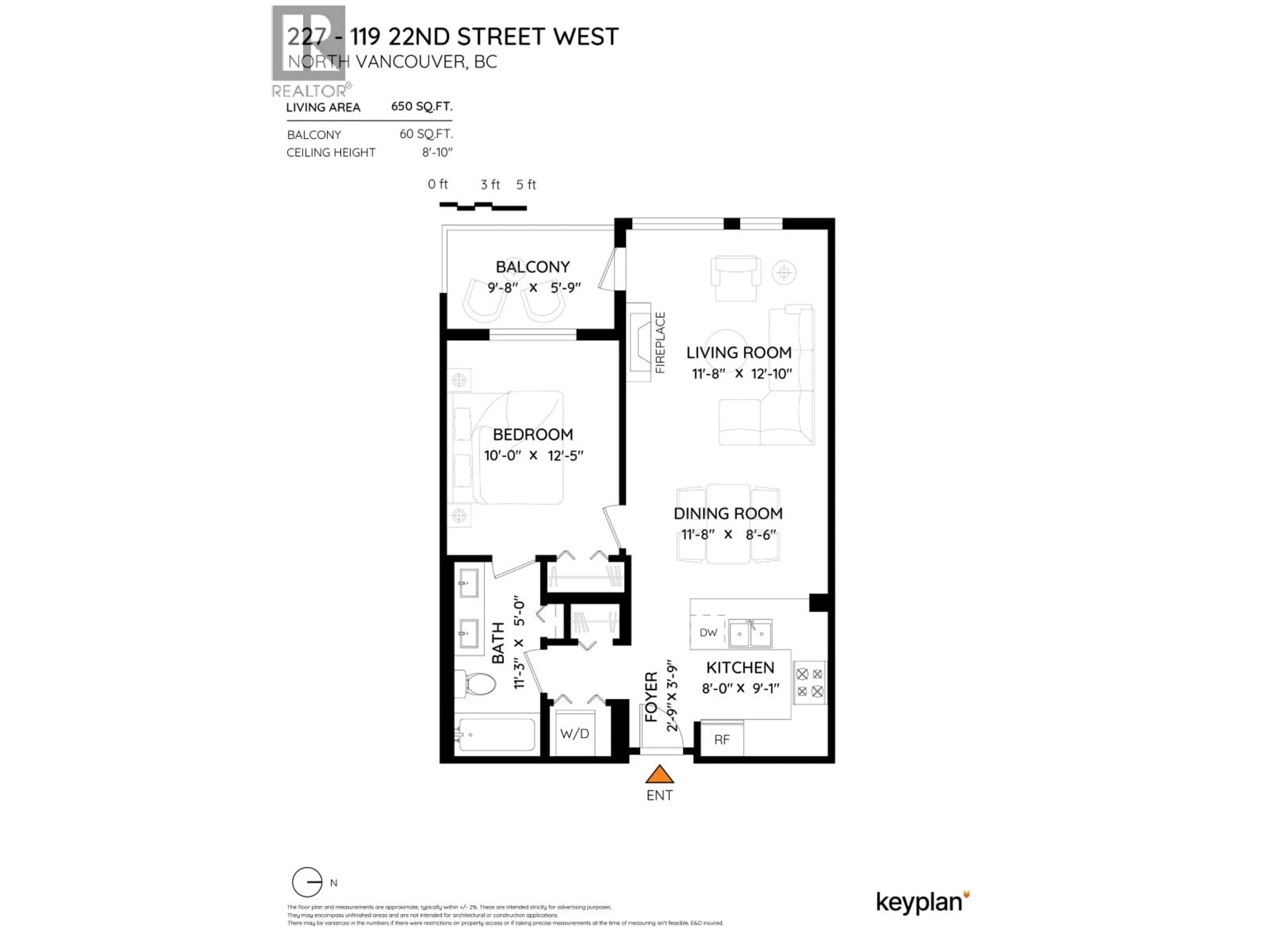 Floor plan for 227 - 119 22ND STREET, North Vancouver British Columbia V7M0B4