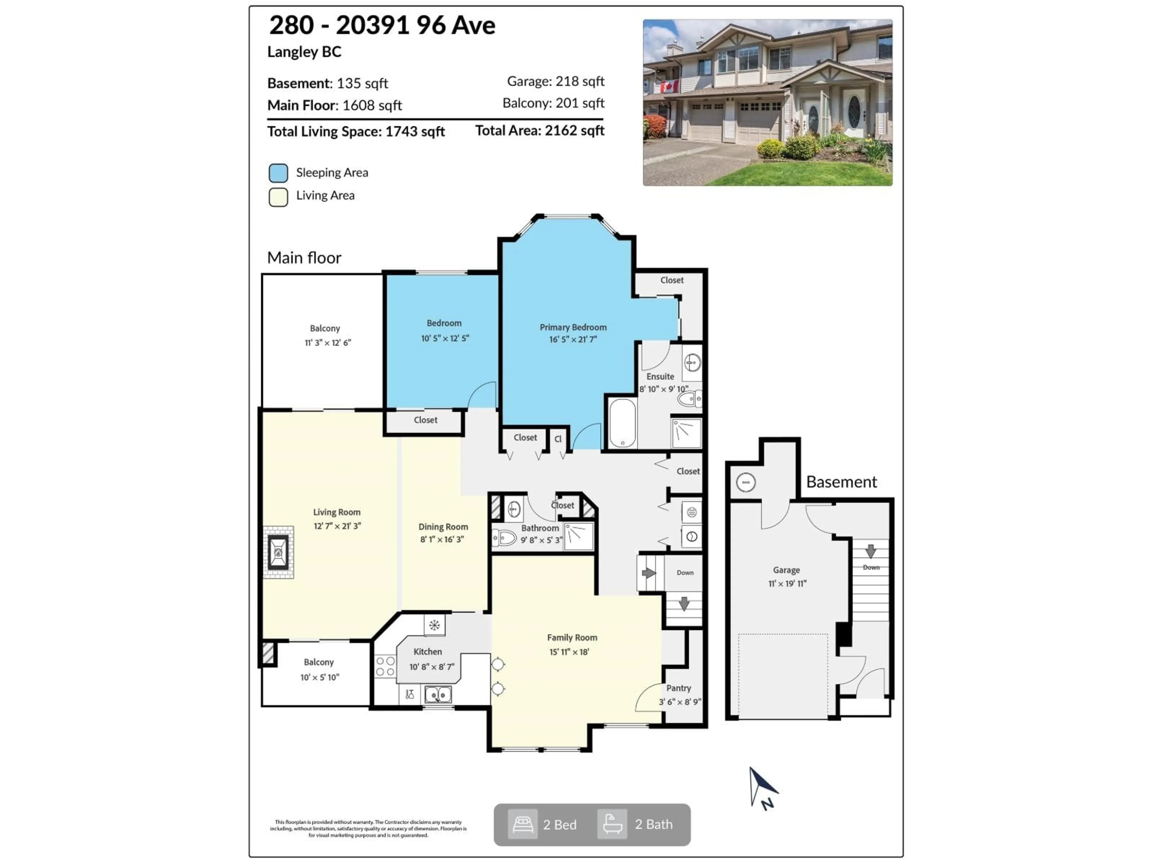 Floor plan for 280 - 20391 96 AVENUE, Langley British Columbia V1M2L2