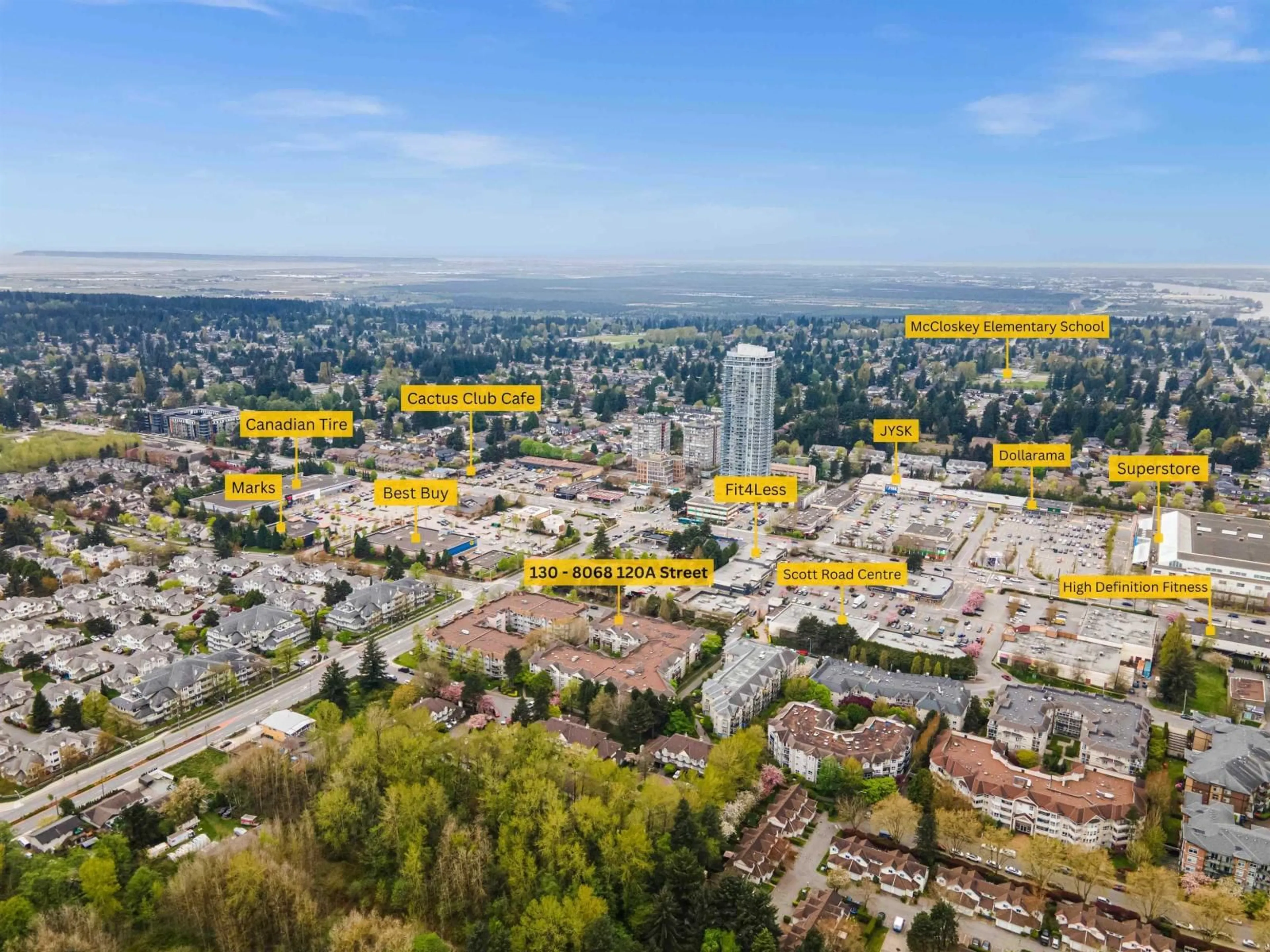 A pic from outside/outdoor area/front of a property/back of a property/a pic from drone, city buildings view from balcony for 130 - 8068 120A STREET, Surrey British Columbia V3W3P3