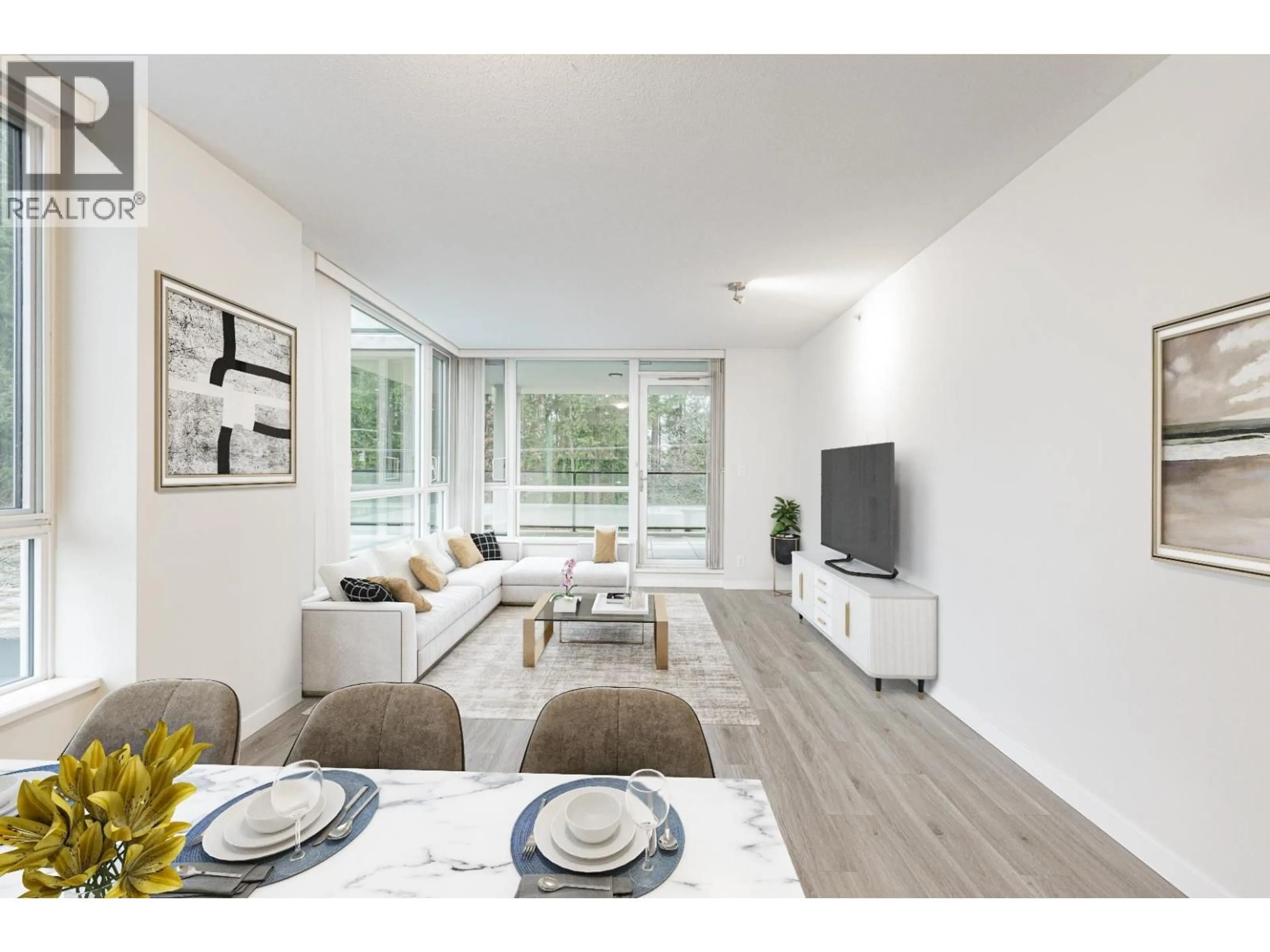 Living room with furniture, wood/laminate floor for 304 - 3096 WINDSOR GATE, Coquitlam British Columbia V3B0P4