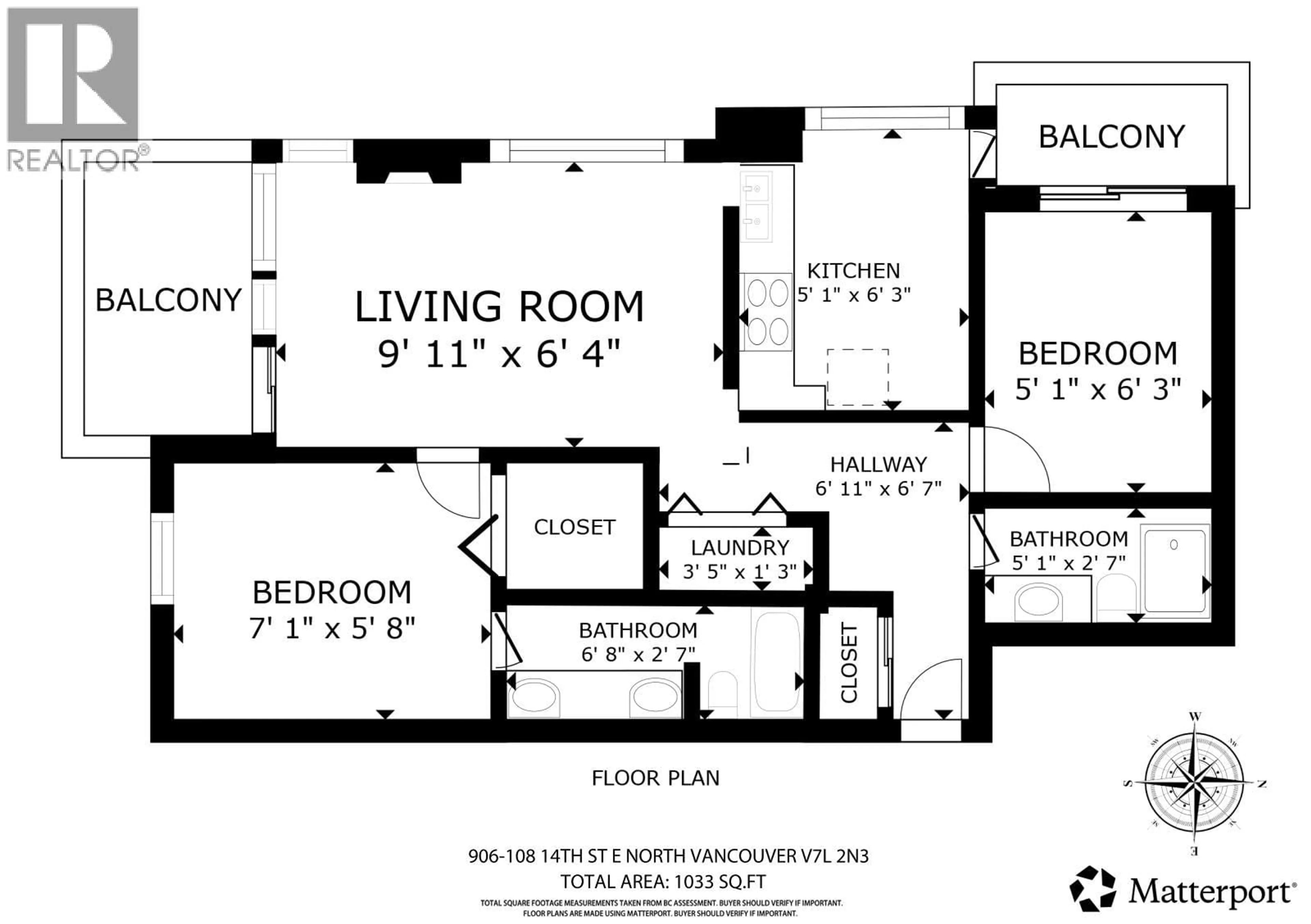 Floor plan for 906 - 108 14TH STREET, North Vancouver British Columbia V7L2N3