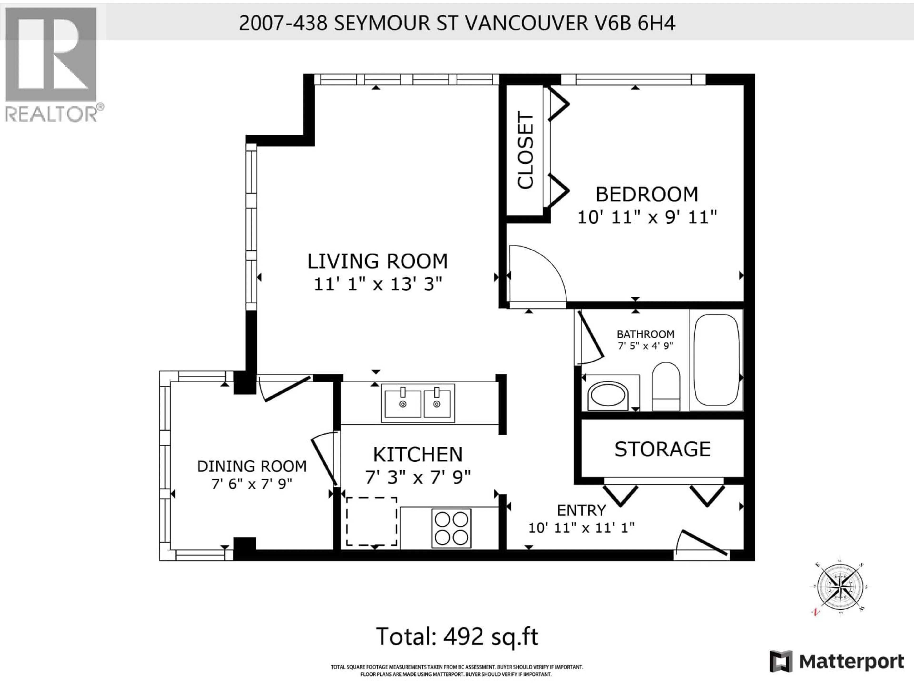 Floor plan for 2007 - 438 SEYMOUR STREET, Vancouver British Columbia V6B6H4