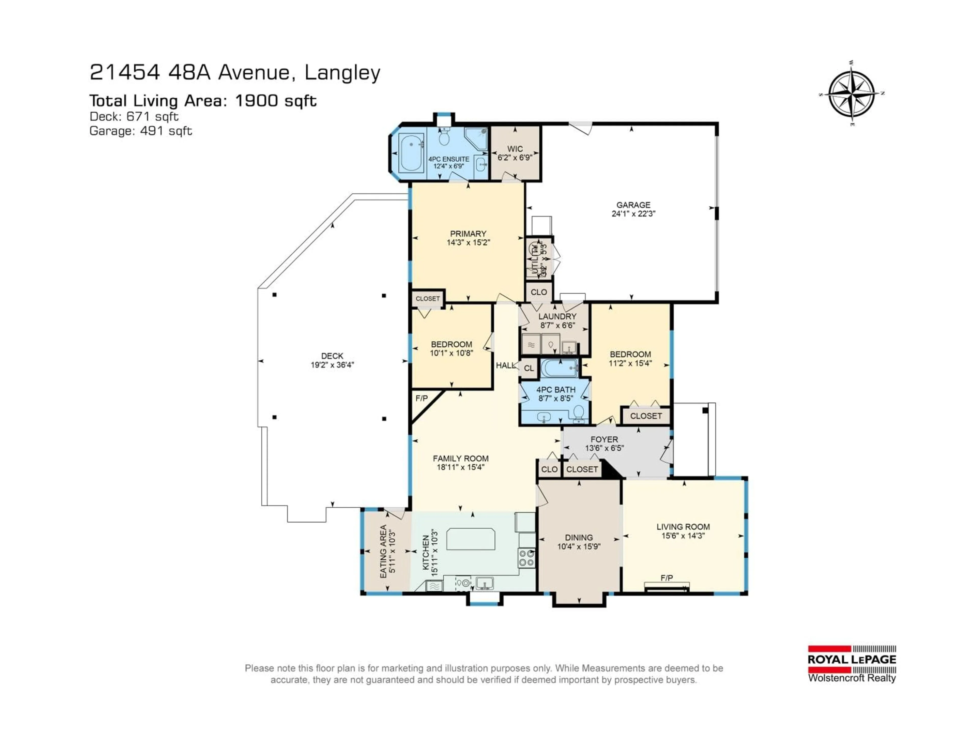 Floor plan for 21454 48A AVENUE, Langley British Columbia V3A9E5