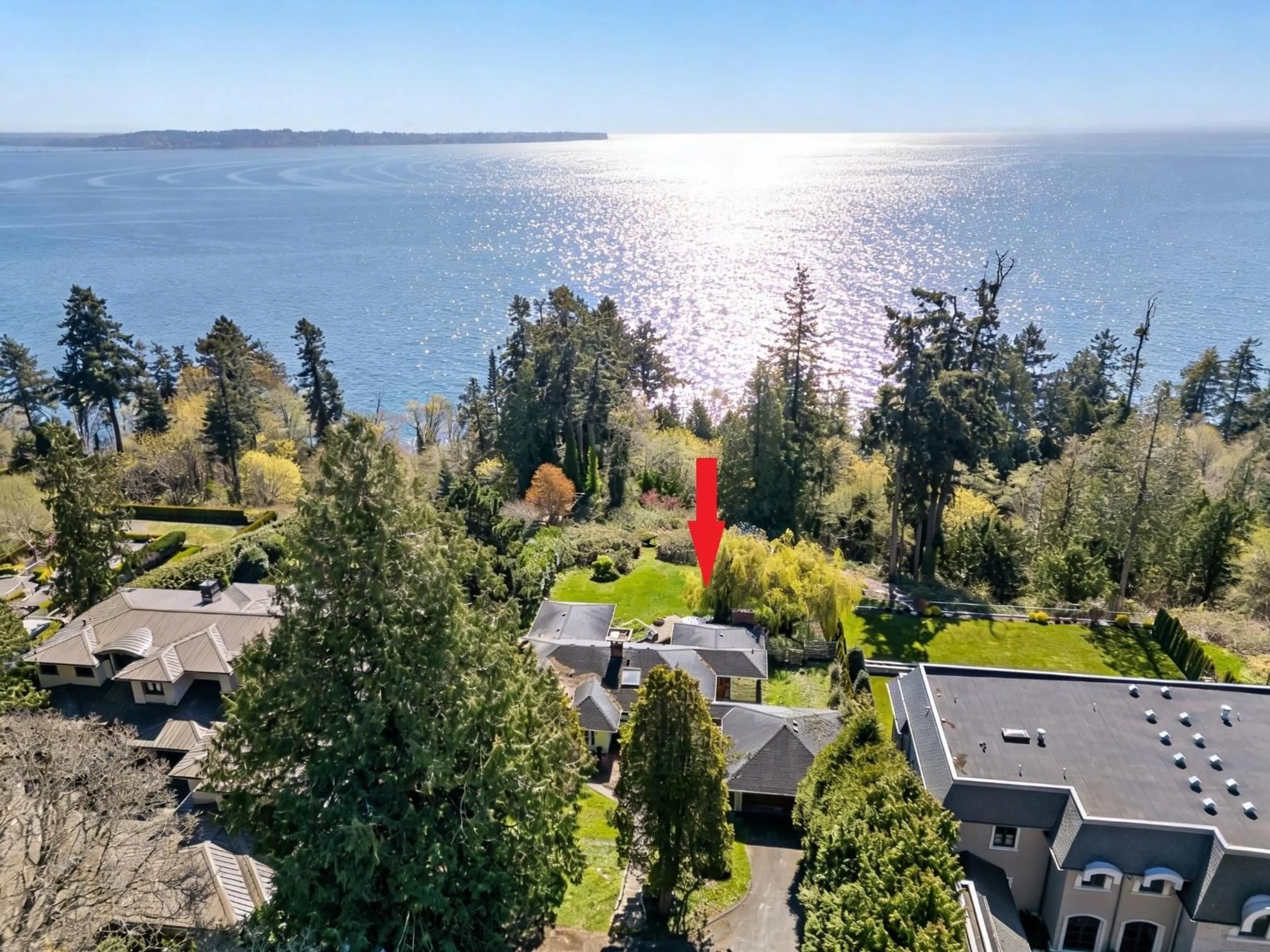 A pic from outside/outdoor area/front of a property/back of a property/a pic from drone, water/lake/river/ocean view for 13706 MARINE DRIVE, White Rock British Columbia V4B1A4