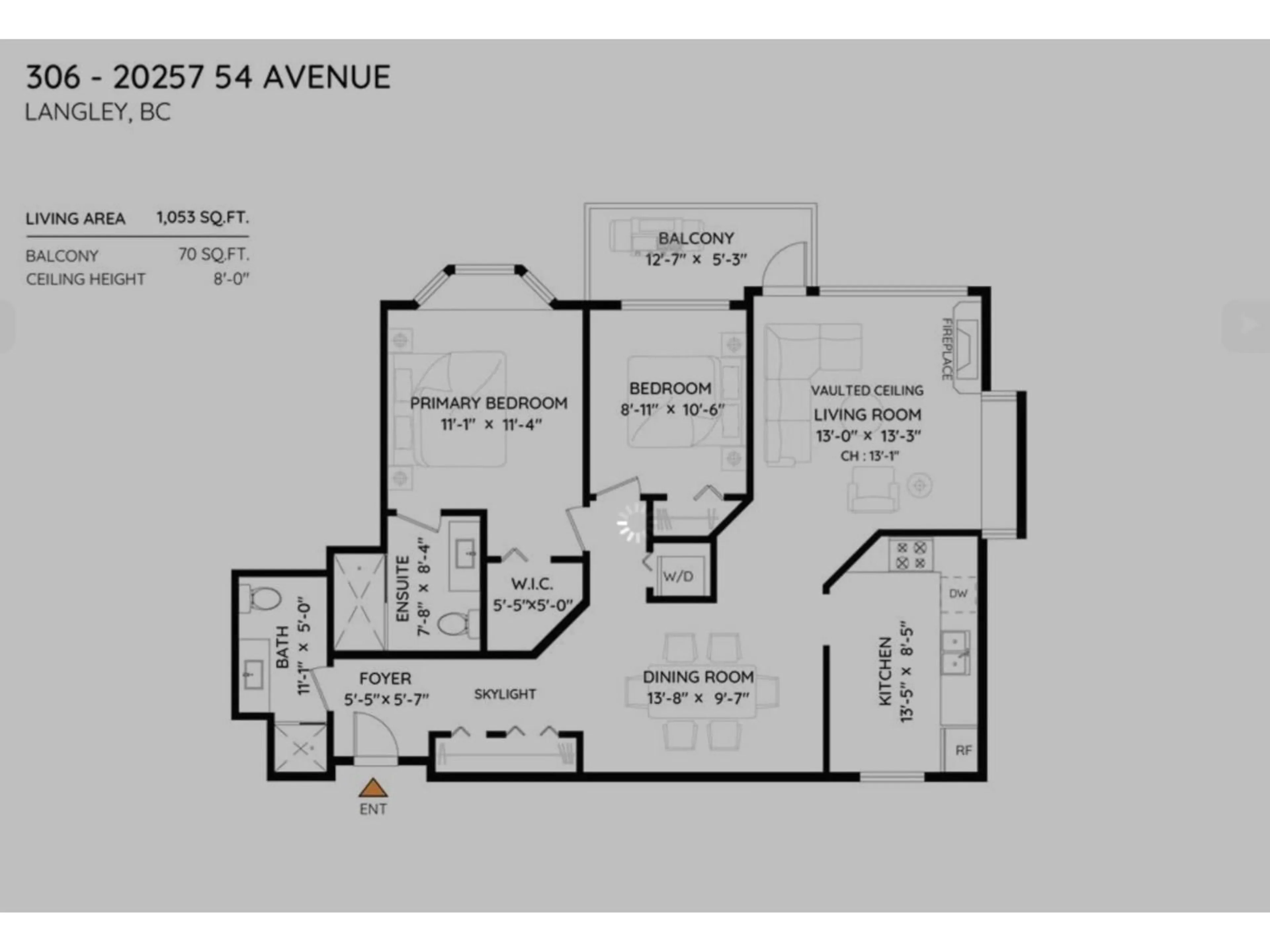 Floor plan for 306 - 20257 54 AVENUE, Langley British Columbia V3A3W2