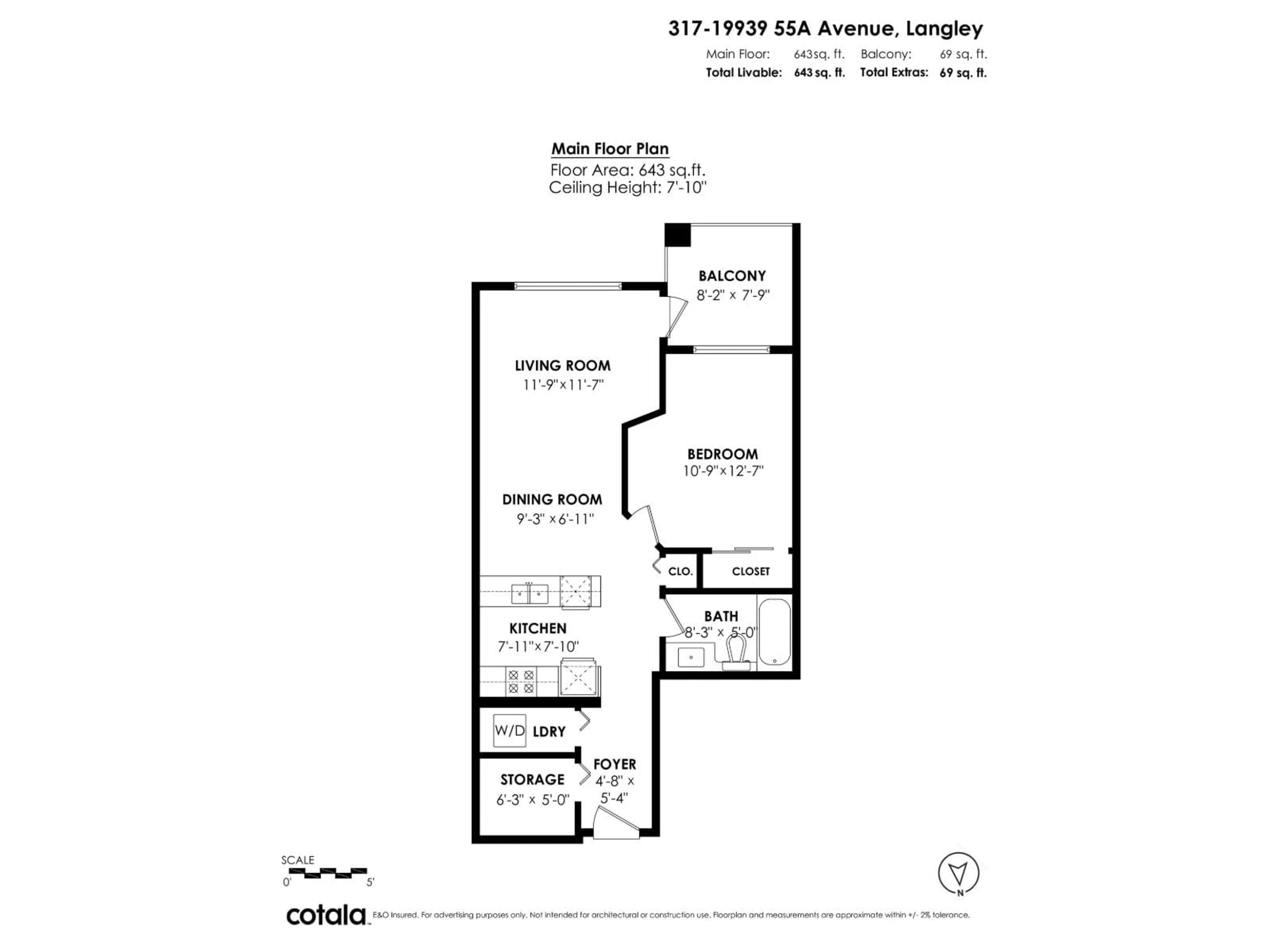 Floor plan for 317 - 19939 55A AVENUE, Langley British Columbia V4P1R9