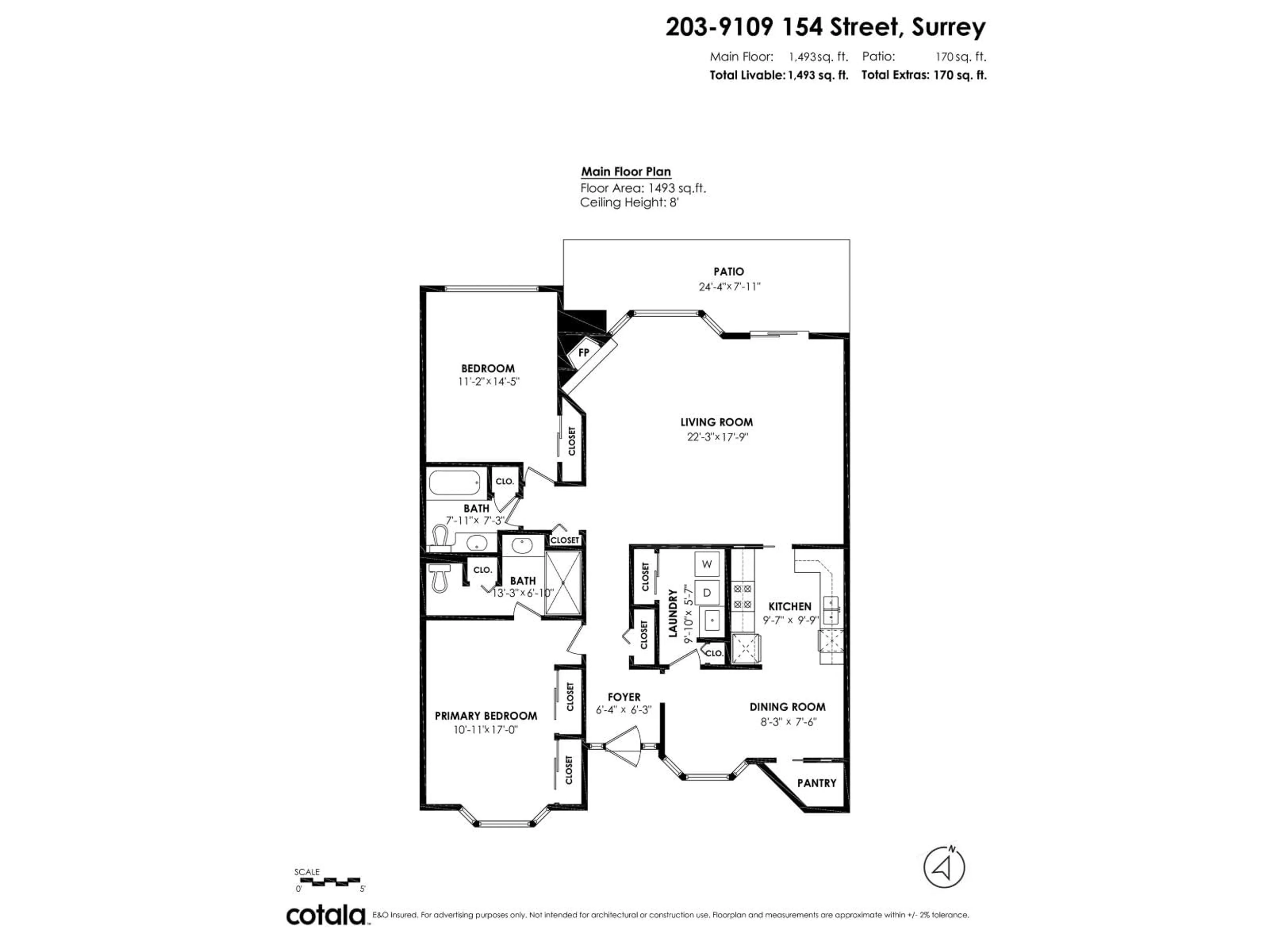 Floor plan for 203 - 9109 154 STREET, Surrey British Columbia V3R9G8
