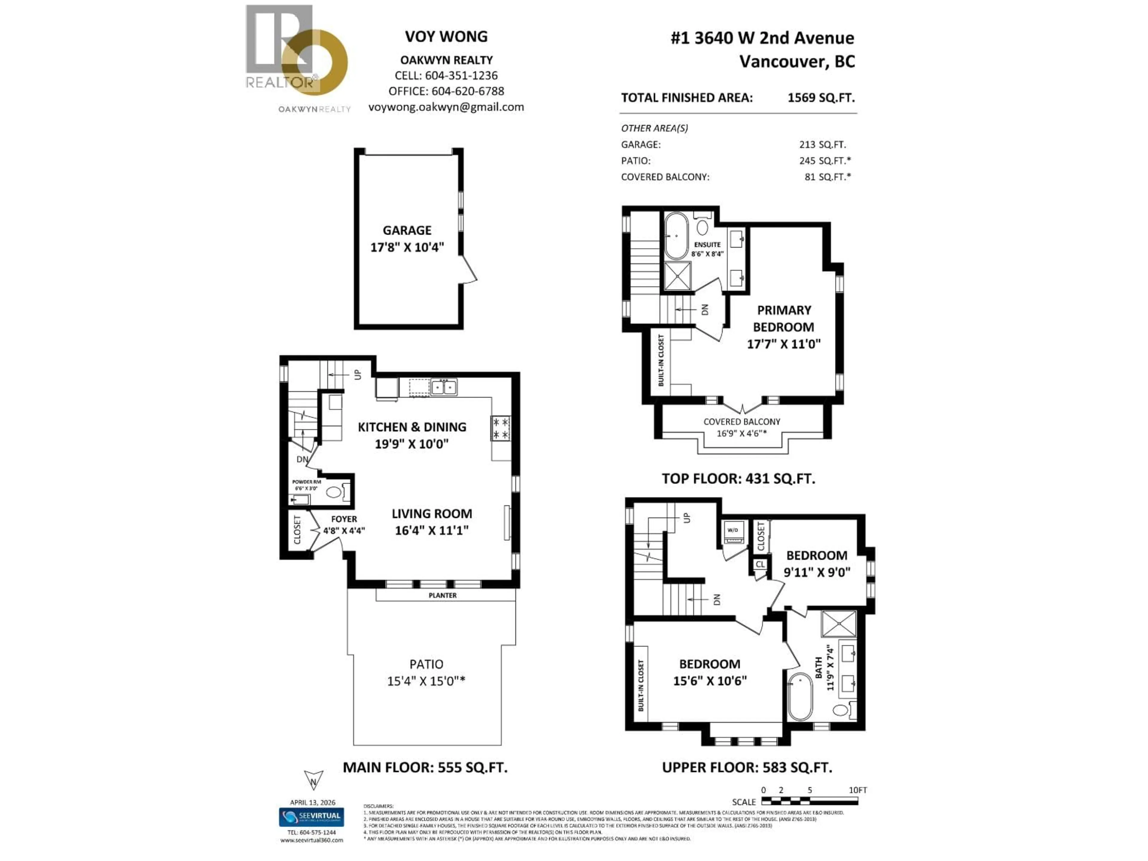 Floor plan for 1 - 3640 2ND AVENUE, Vancouver British Columbia V6R1J7