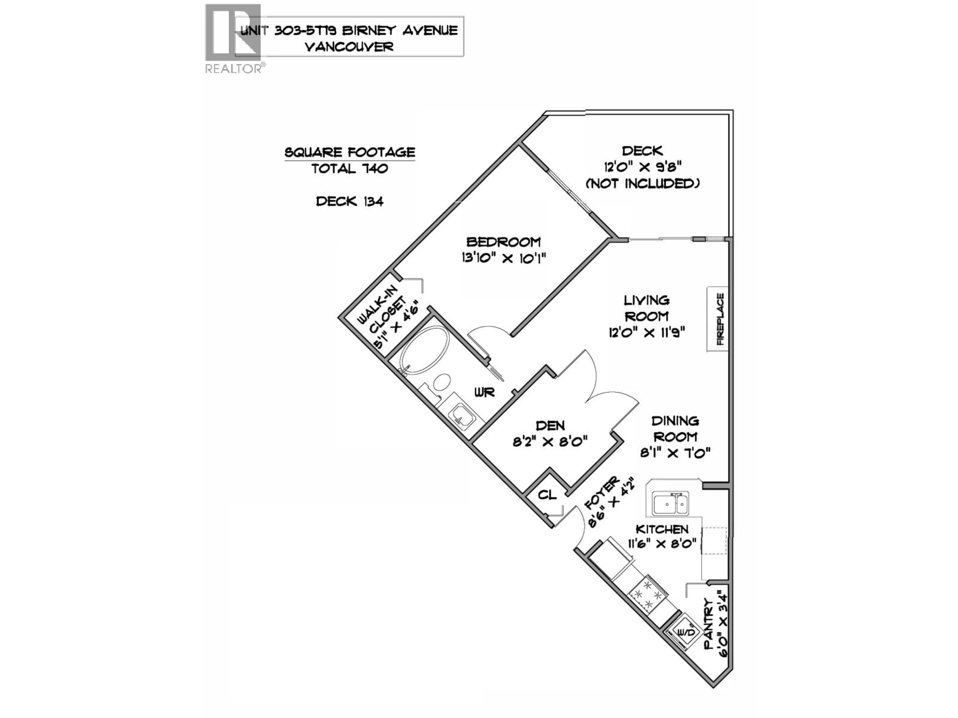 Floor plan for 303 - 5779 BIRNEY AVENUE, Vancouver British Columbia V6S0A3