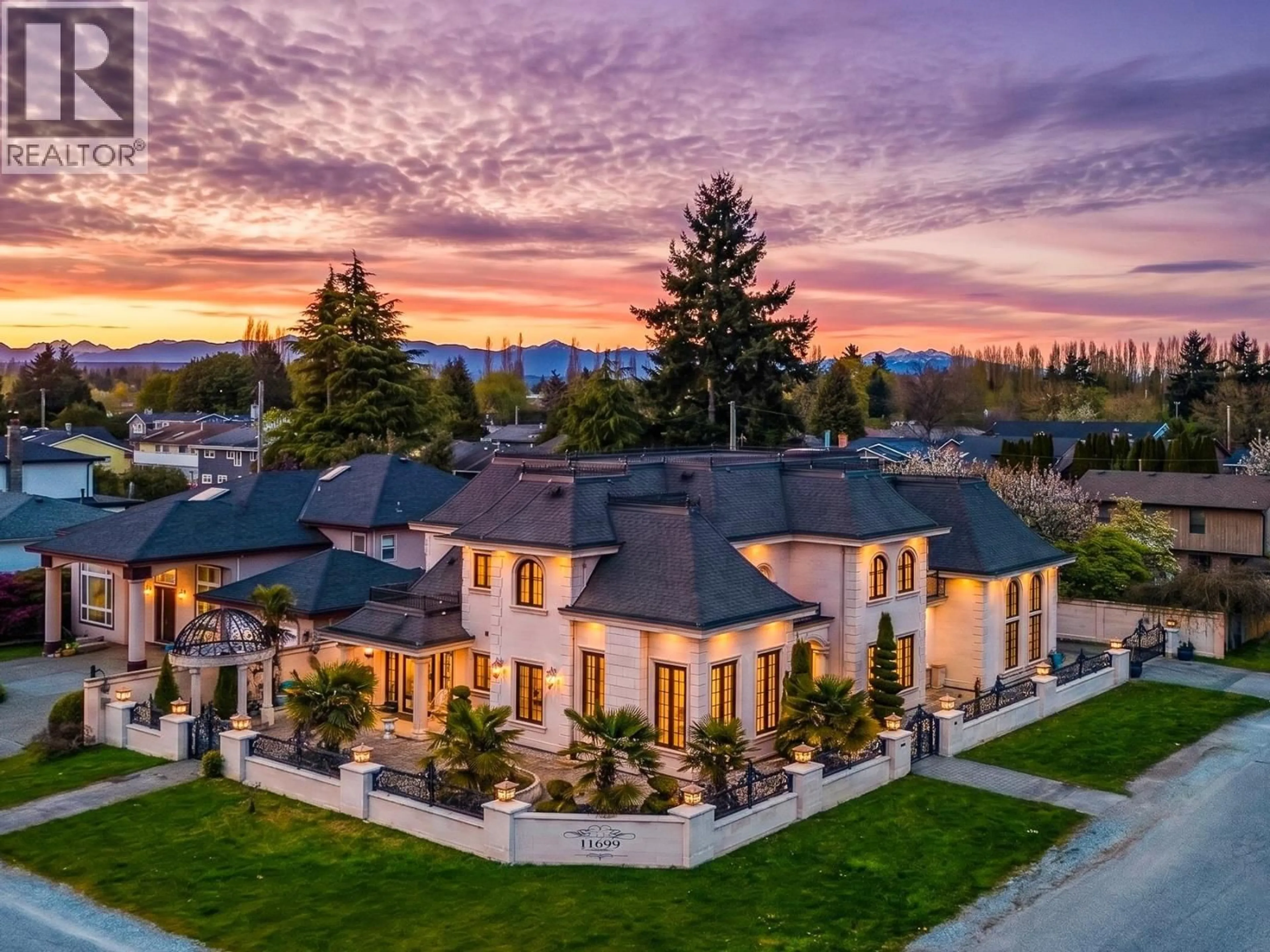 A pic from outside/outdoor area/front of a property/back of a property/a pic from drone, mountain view for 11699 SEATON ROAD, Richmond British Columbia V7A5J8