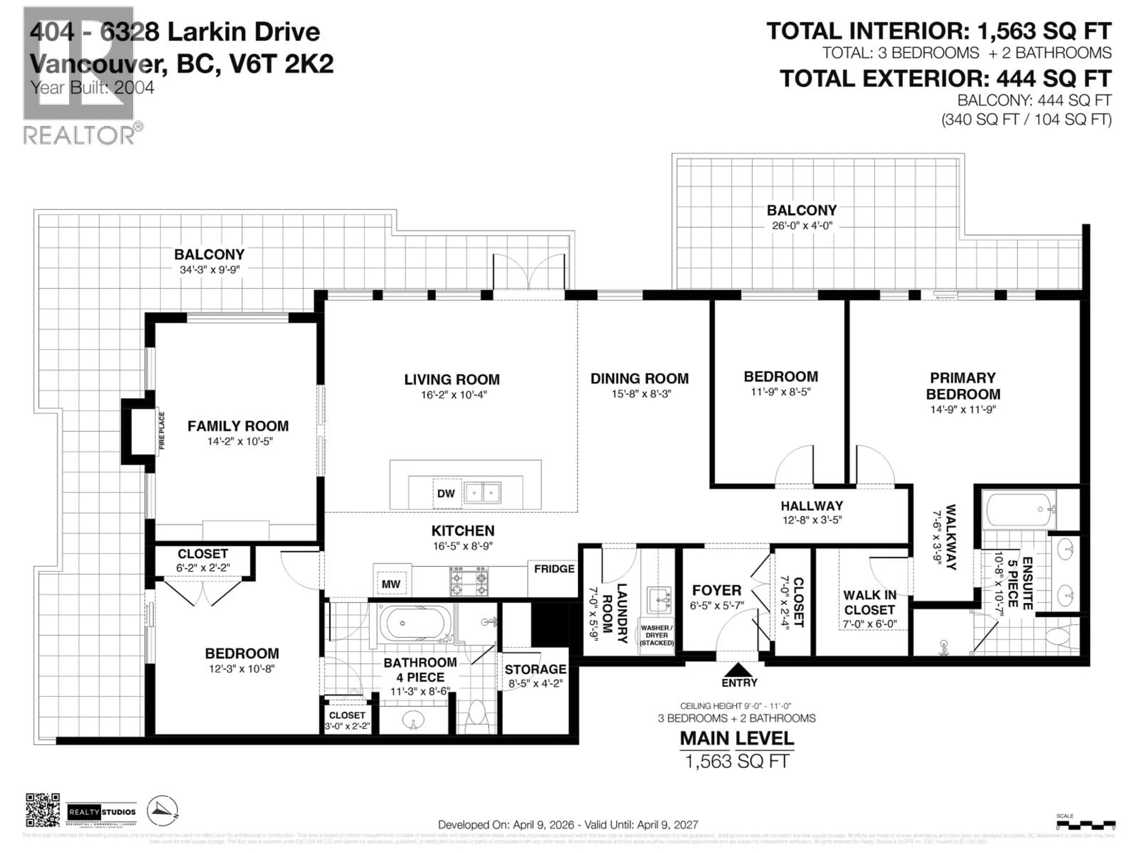 Floor plan for 404 - 6328 LARKIN DRIVE, Vancouver British Columbia V6T2K2