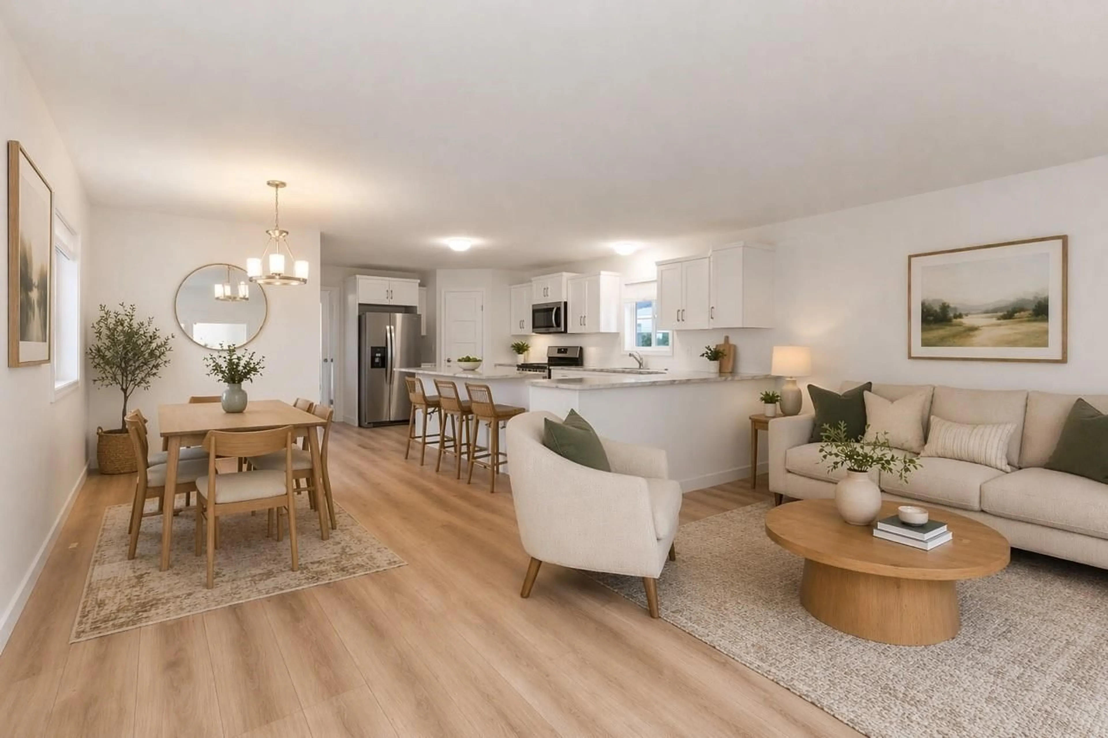 Living room with furniture, wood/laminate floor for 19 - 24330 FRASER HIGHWAY, Langley British Columbia V2Z1N2