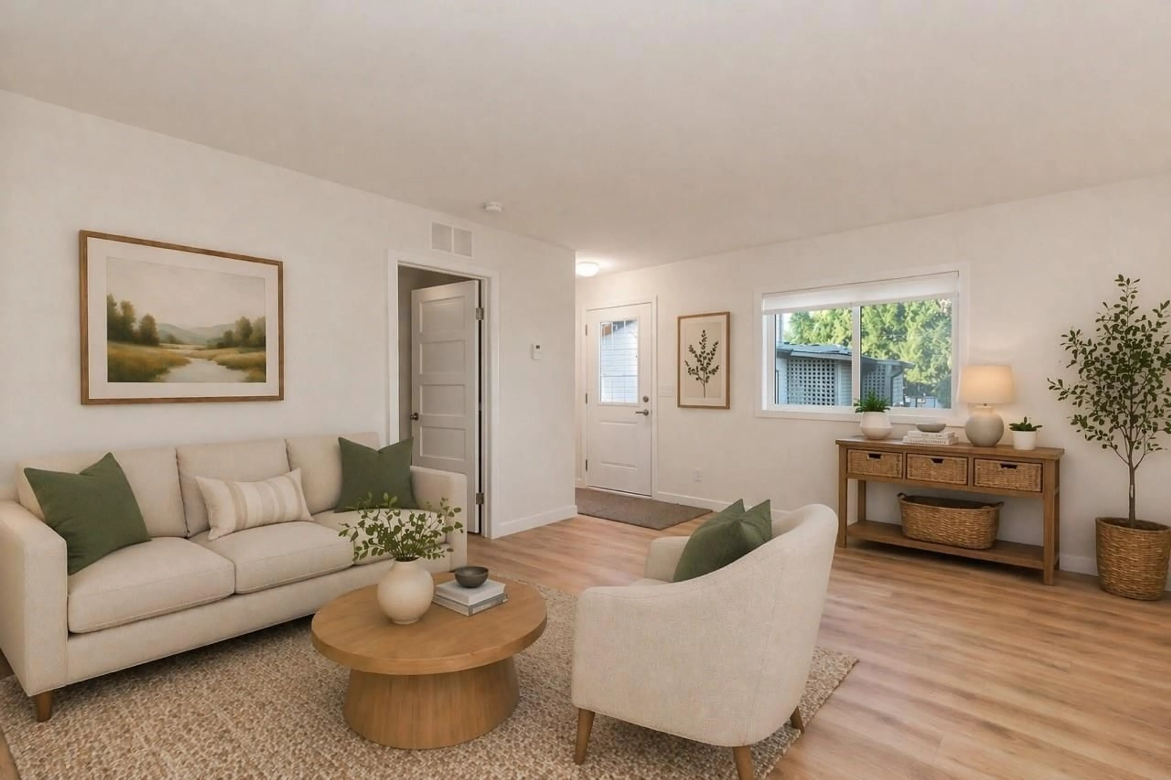 Living room with furniture, wood/laminate floor for 19 - 24330 FRASER HIGHWAY, Langley British Columbia V2Z1N2