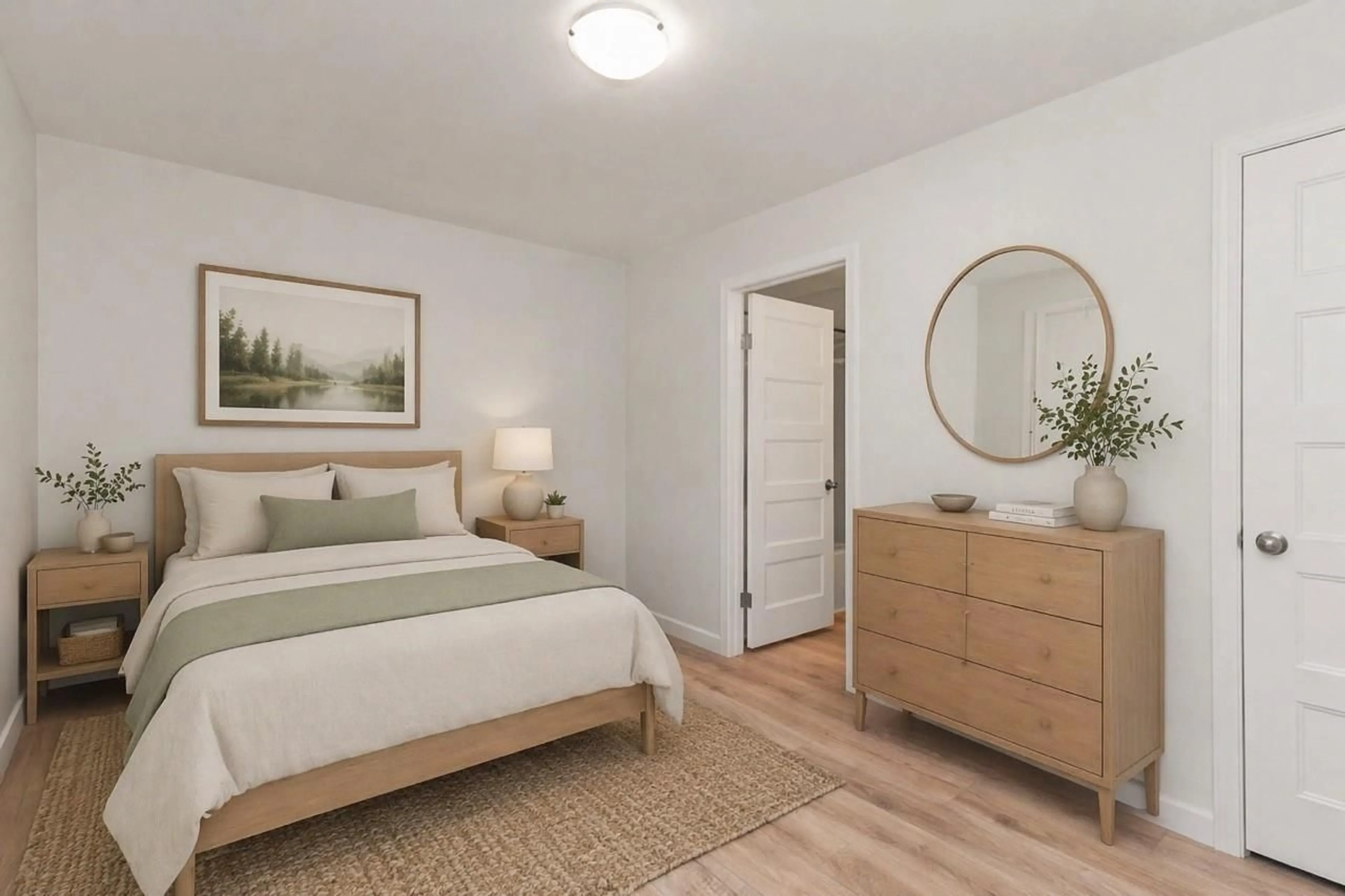 Bedroom with bed, wood/laminate floor for 19 - 24330 FRASER HIGHWAY, Langley British Columbia V2Z1N2