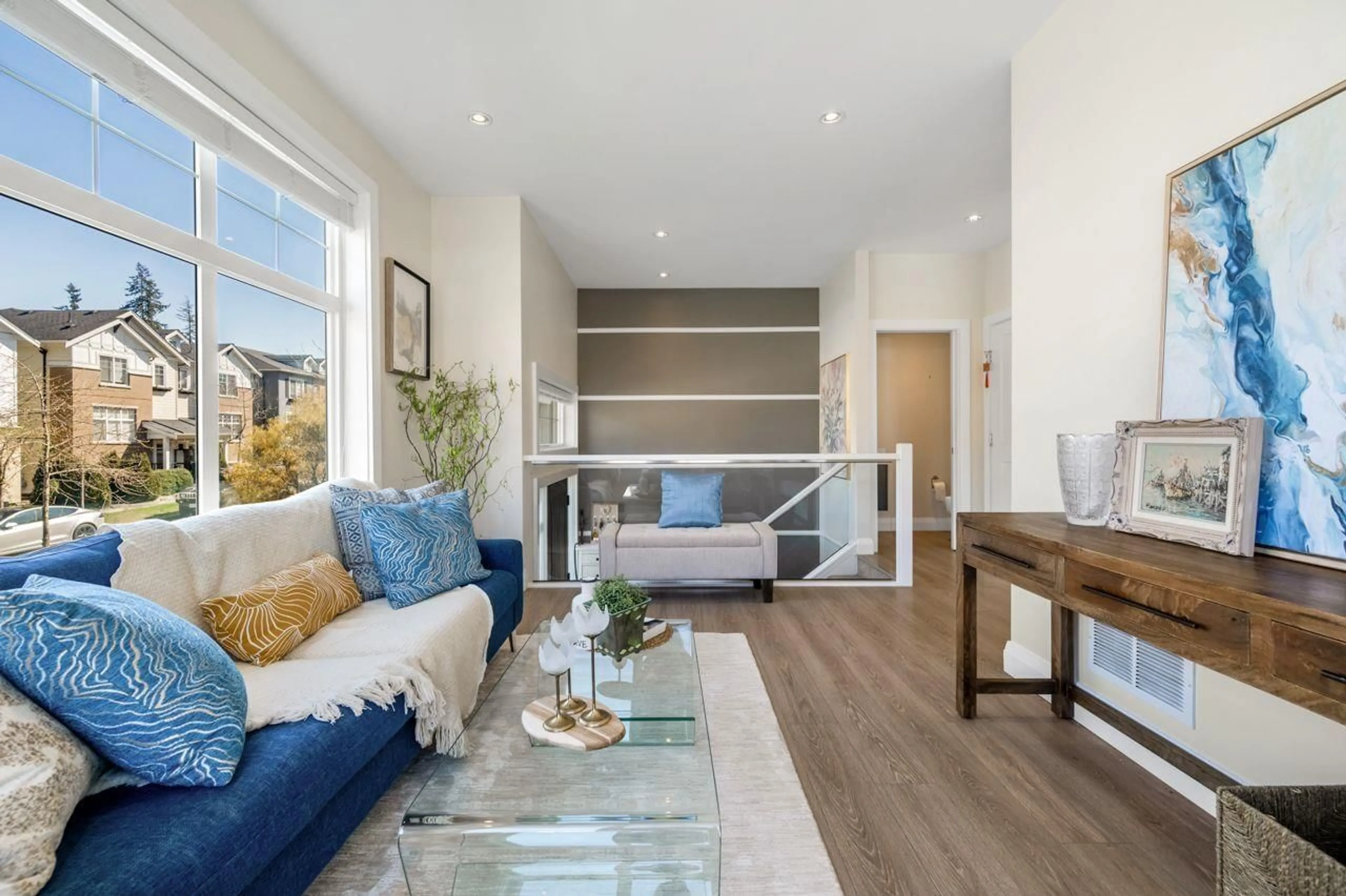 Living room with furniture, wood/laminate floor for 12 - 2239 164A STREET, Surrey British Columbia V3Z0V1