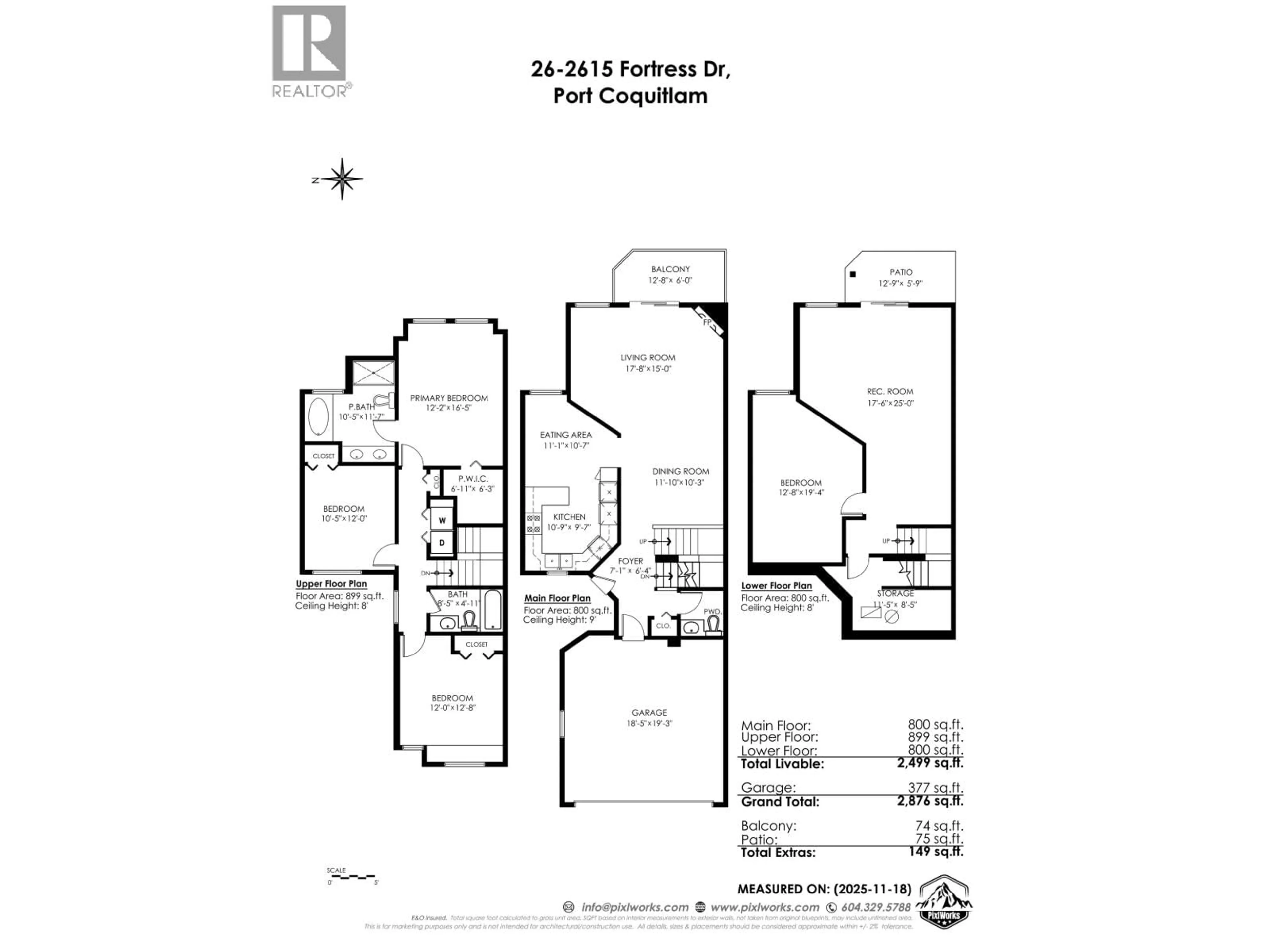 Floor plan for 26 - 2615 FORTRESS DRIVE, Port Coquitlam British Columbia V3C6E8
