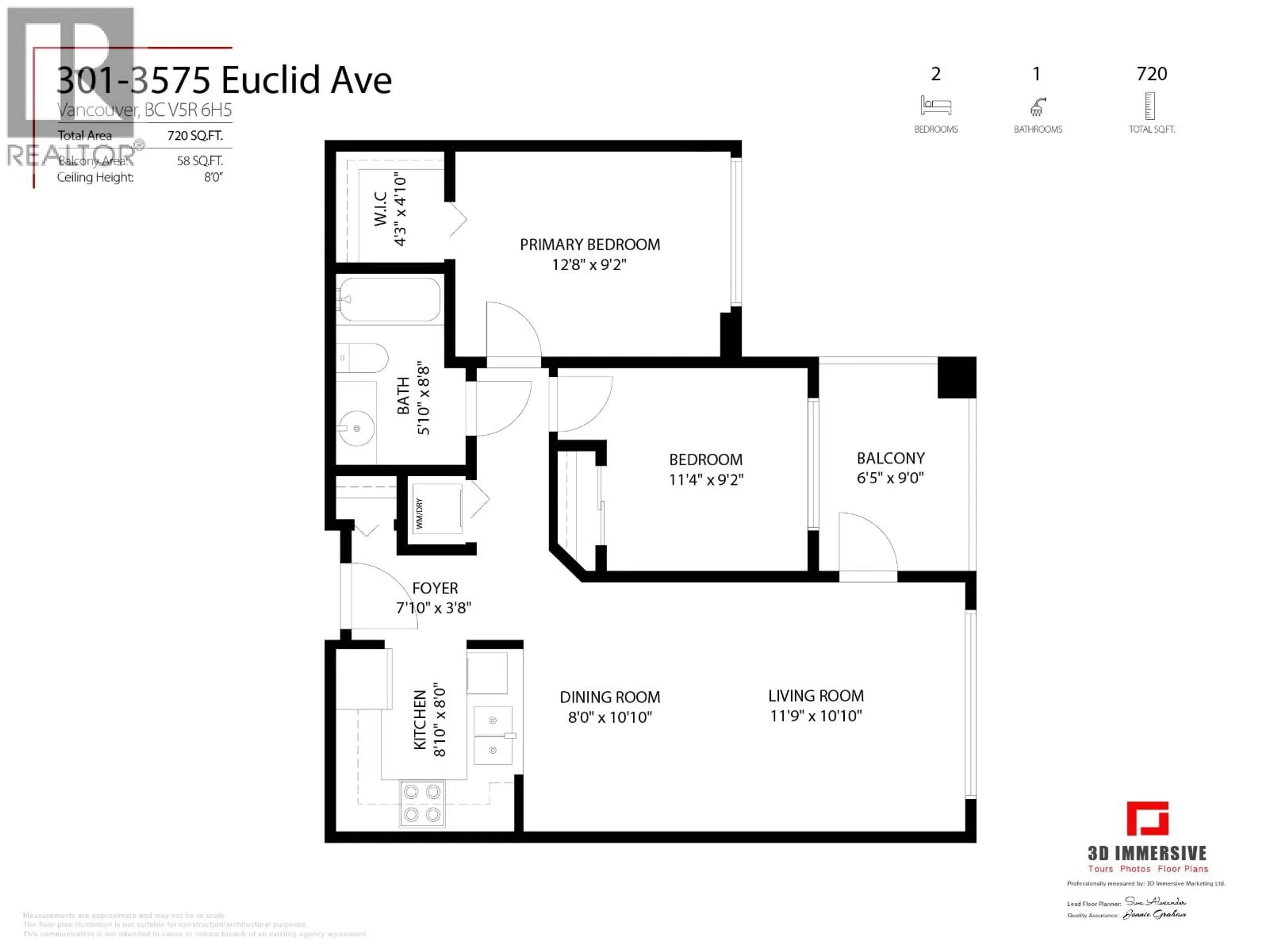 Floor plan for 301 - 3575 EUCLID AVENUE, Vancouver British Columbia V5R6H5