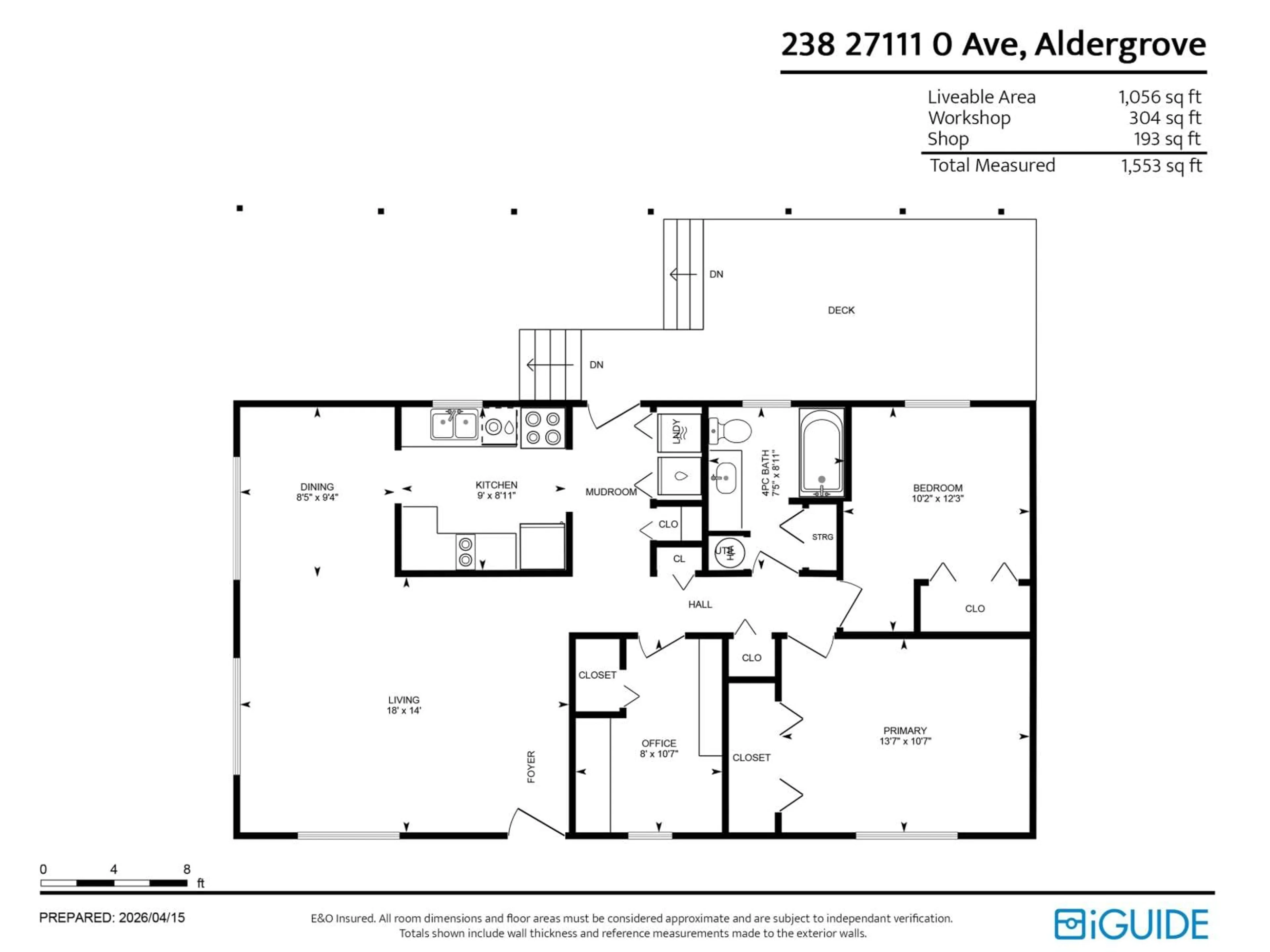 Floor plan for 238 - 27111 0 AVENUE, Langley British Columbia V4W2T3