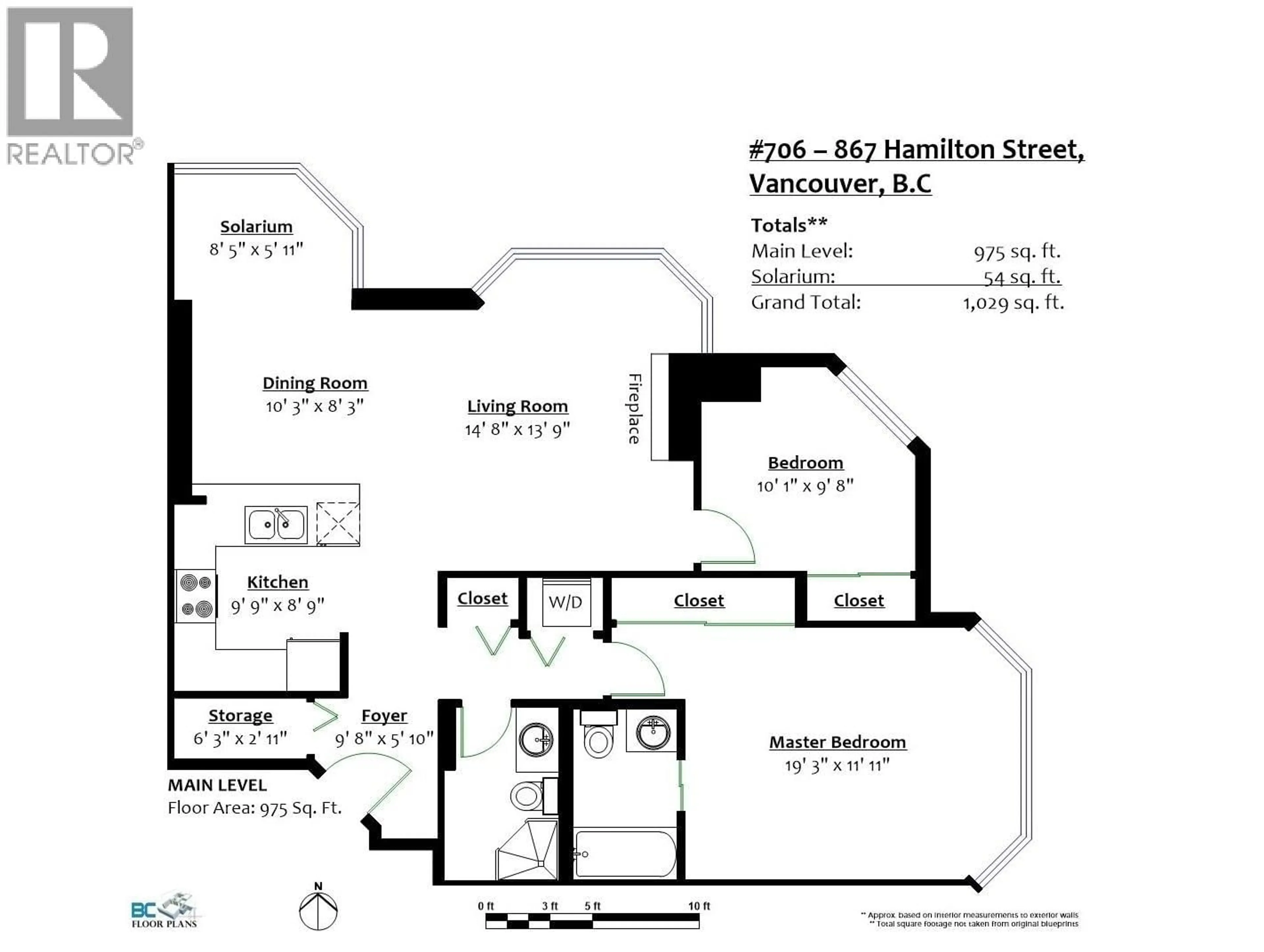 Floor plan for 706 - 867 HAMILTON STREET, Vancouver British Columbia V6B2R7