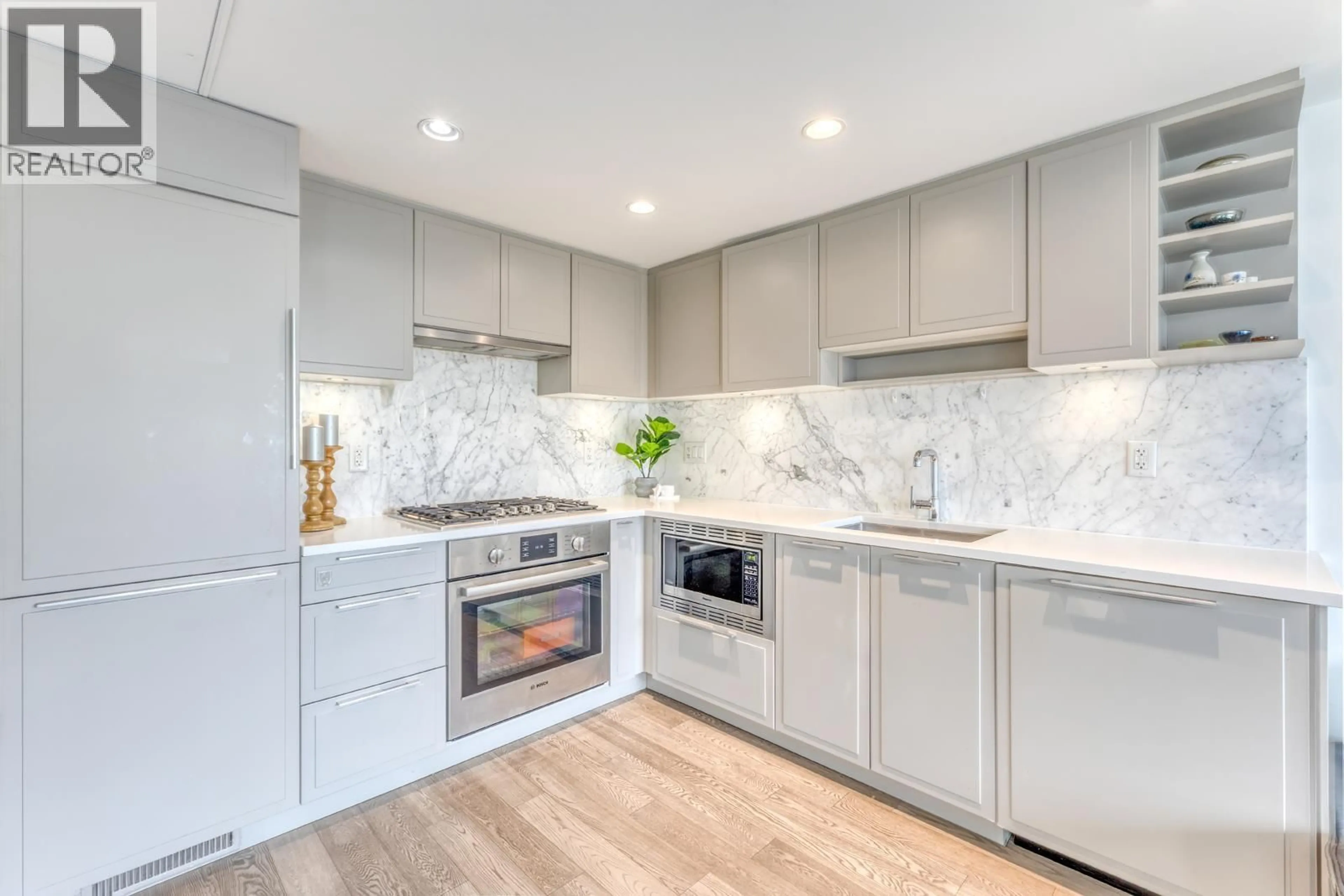 Contemporary kitchen, ceramic/tile floor for 324 - 7828 GRANVILLE STREET, Vancouver British Columbia V6P4Z2