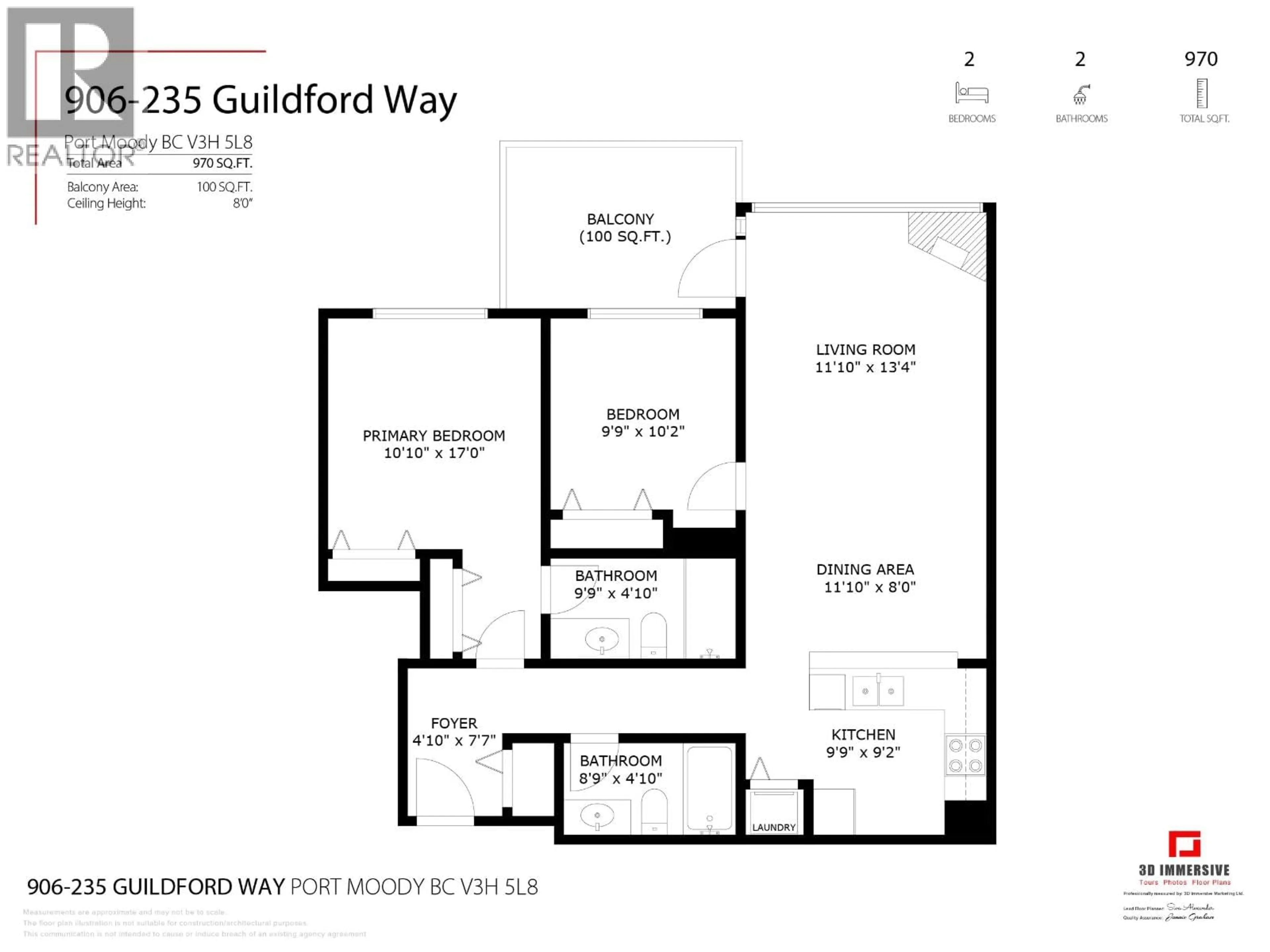 Floor plan for 906 - 235 GUILDFORD DRIVE, Port Moody British Columbia V3H5L8
