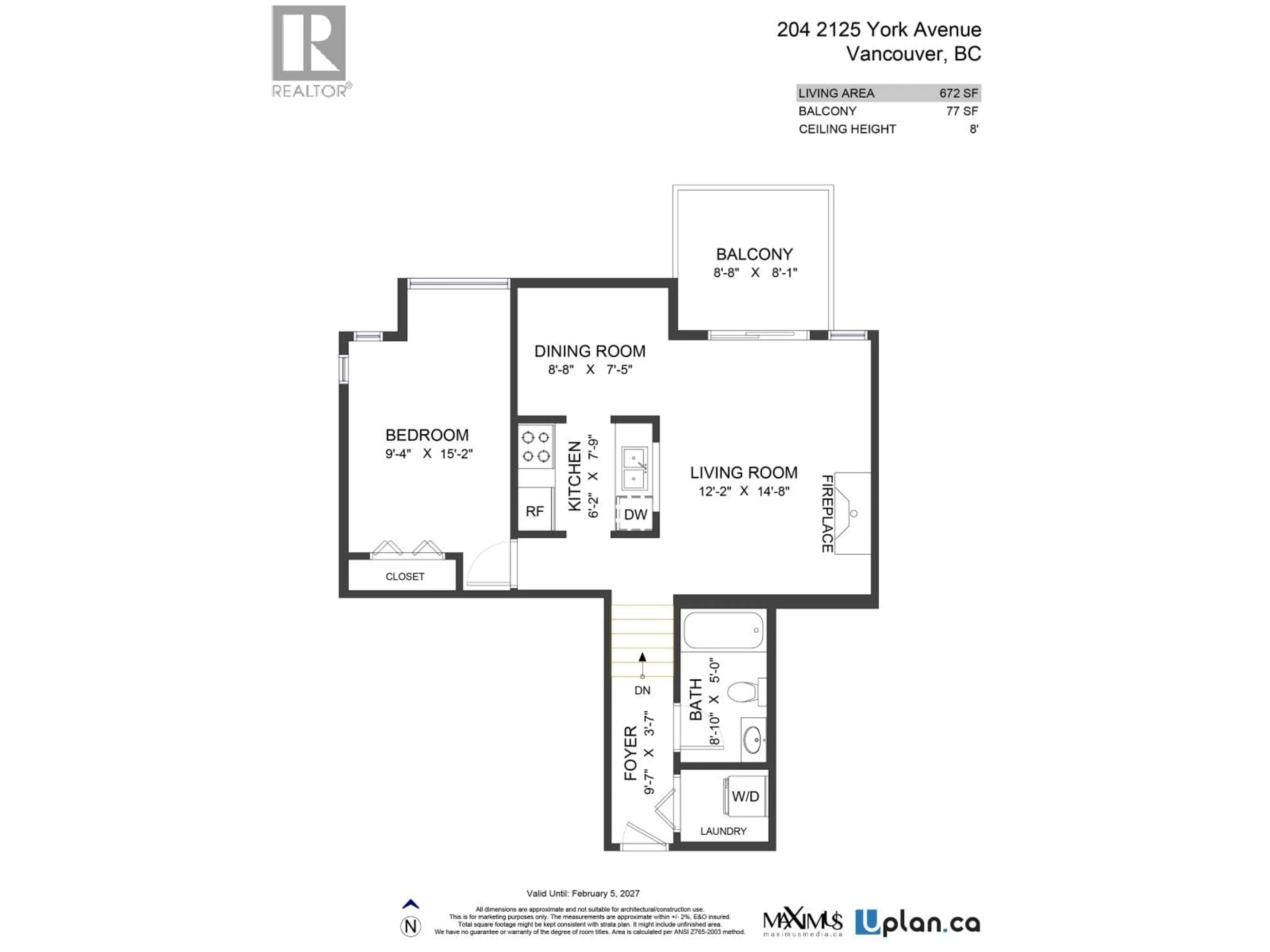Floor plan for 204 - 2125 YORK AVENUE, Vancouver British Columbia V6K1C4