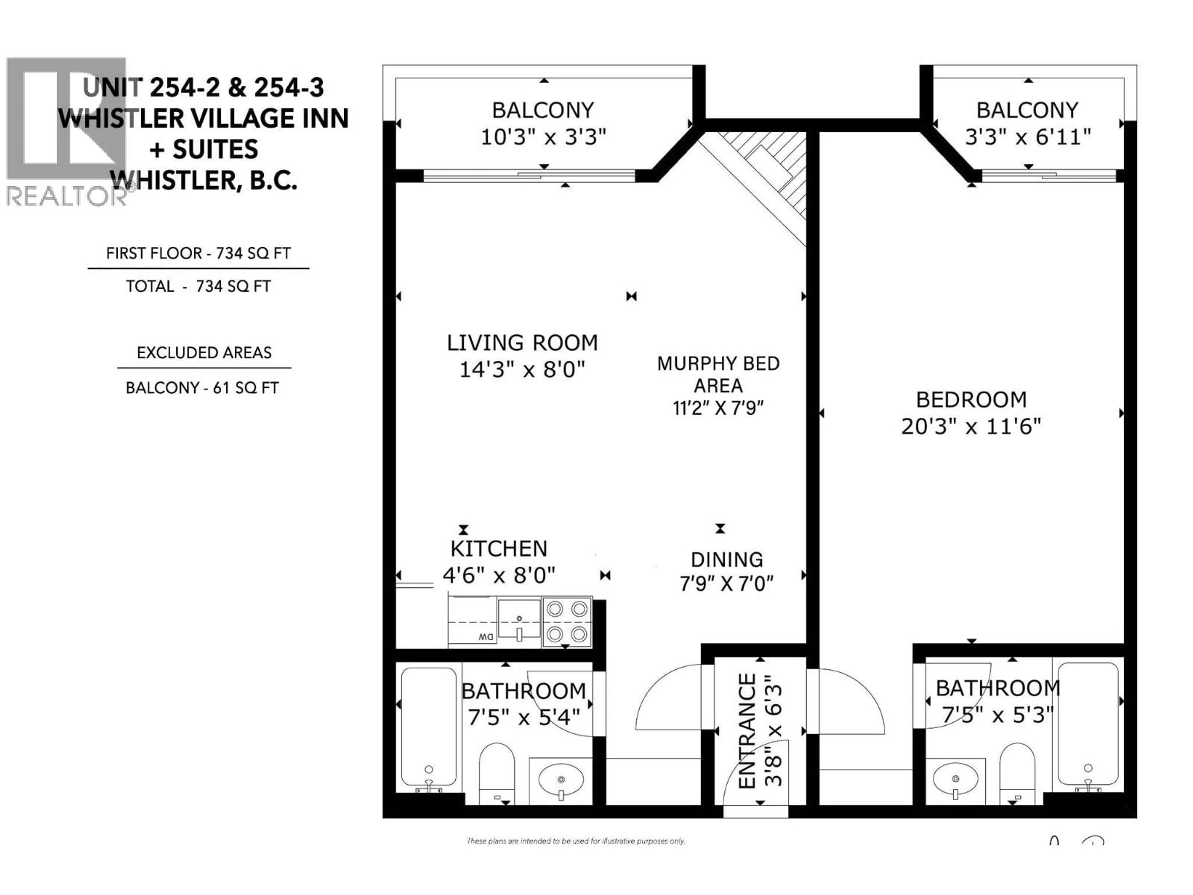 Floor plan for 254 - 4429 SUNDIAL PLACE, Whistler British Columbia V8E1G8