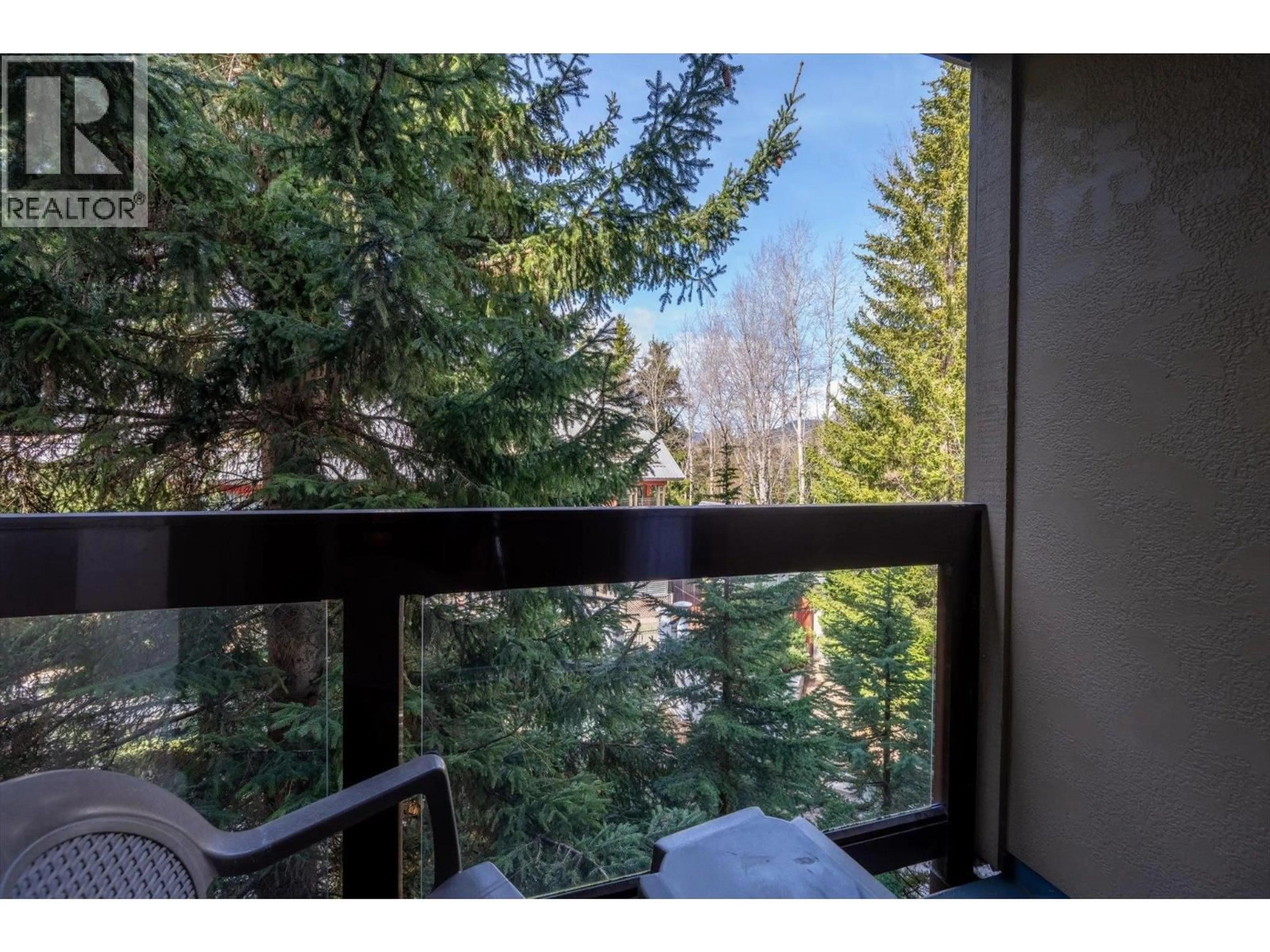 Balcony in the apartment, forest/trees view for 254 - 4429 SUNDIAL PLACE, Whistler British Columbia V8E1G8