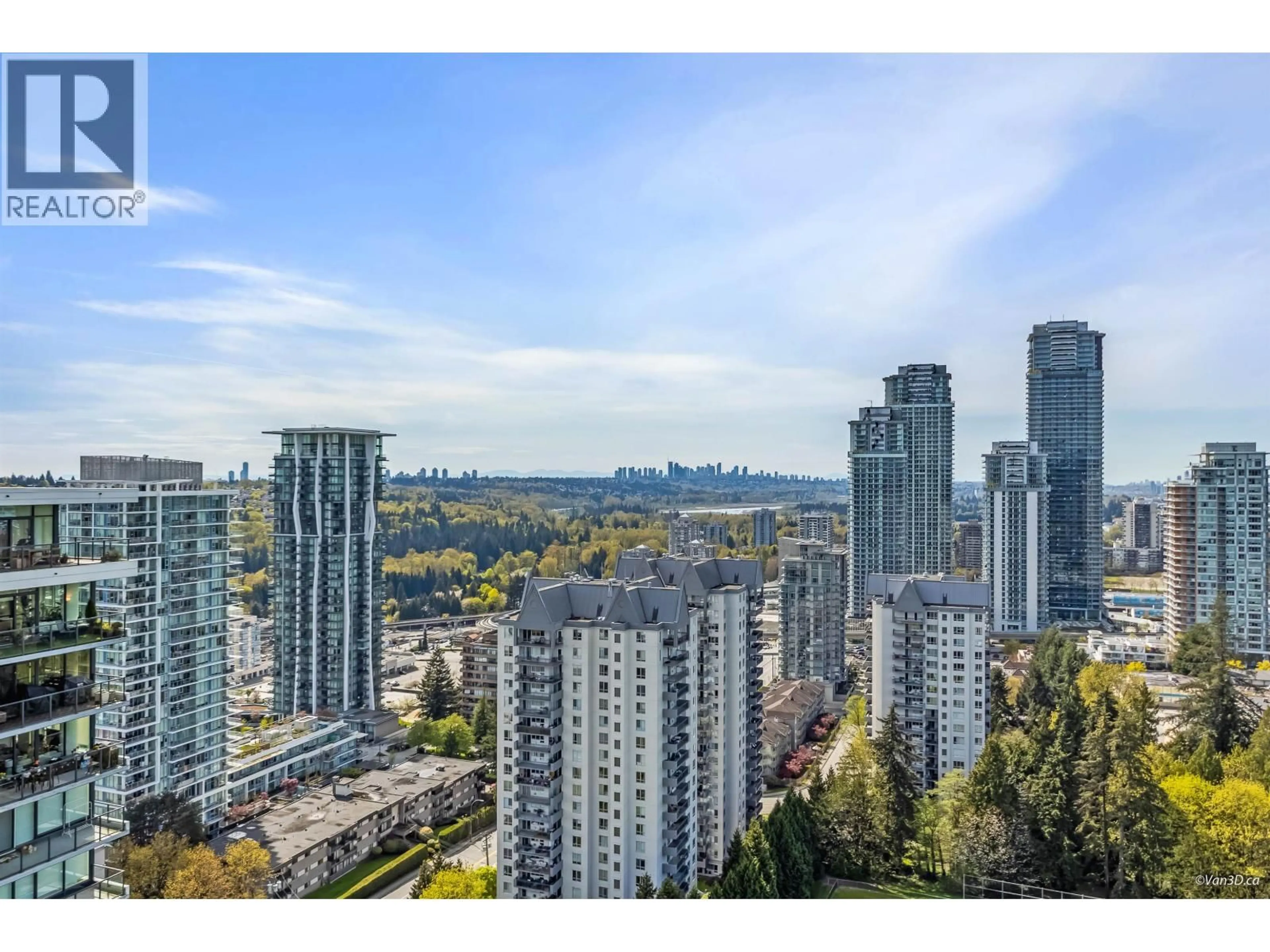 A pic from outside/outdoor area/front of a property/back of a property/a pic from drone, city buildings view from balcony for 2407 - 595 AUSTIN AVENUE, Coquitlam British Columbia V3K0G7