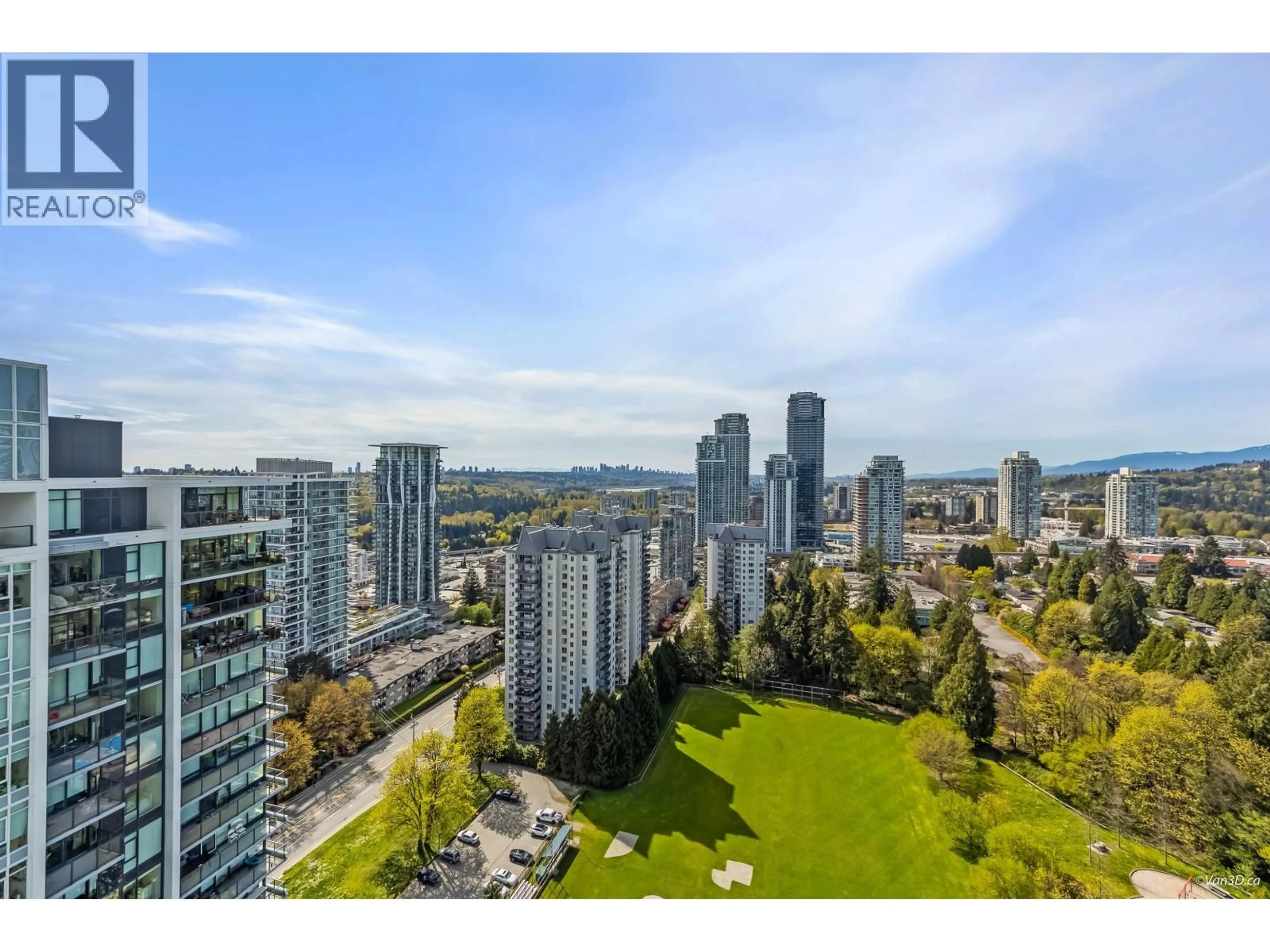 A pic from outside/outdoor area/front of a property/back of a property/a pic from drone, city buildings view from balcony for 2407 - 595 AUSTIN AVENUE, Coquitlam British Columbia V3K0G7